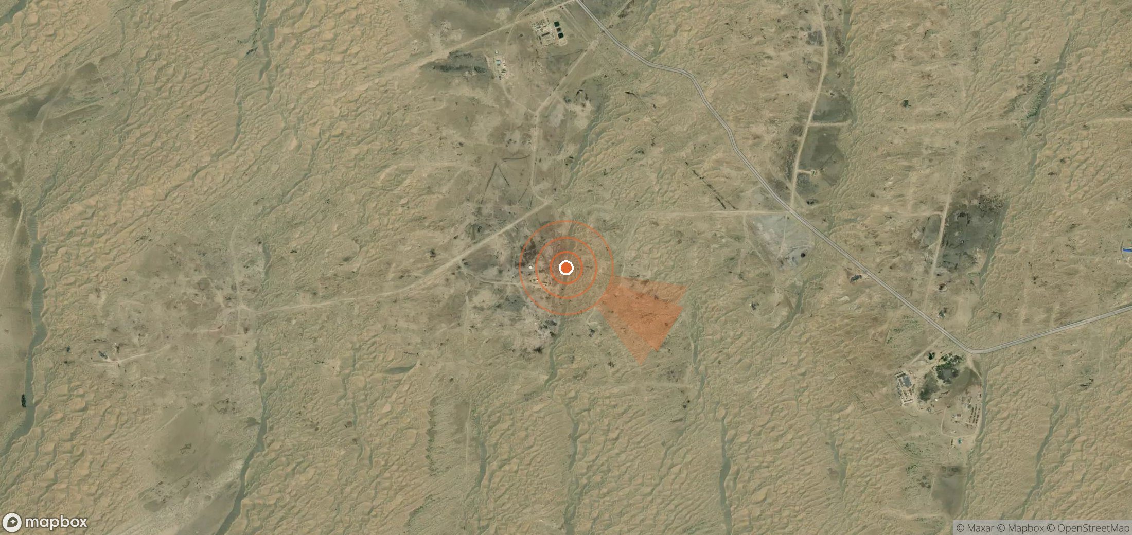 Mapa satelital de plumas de metano en Turkmenistán