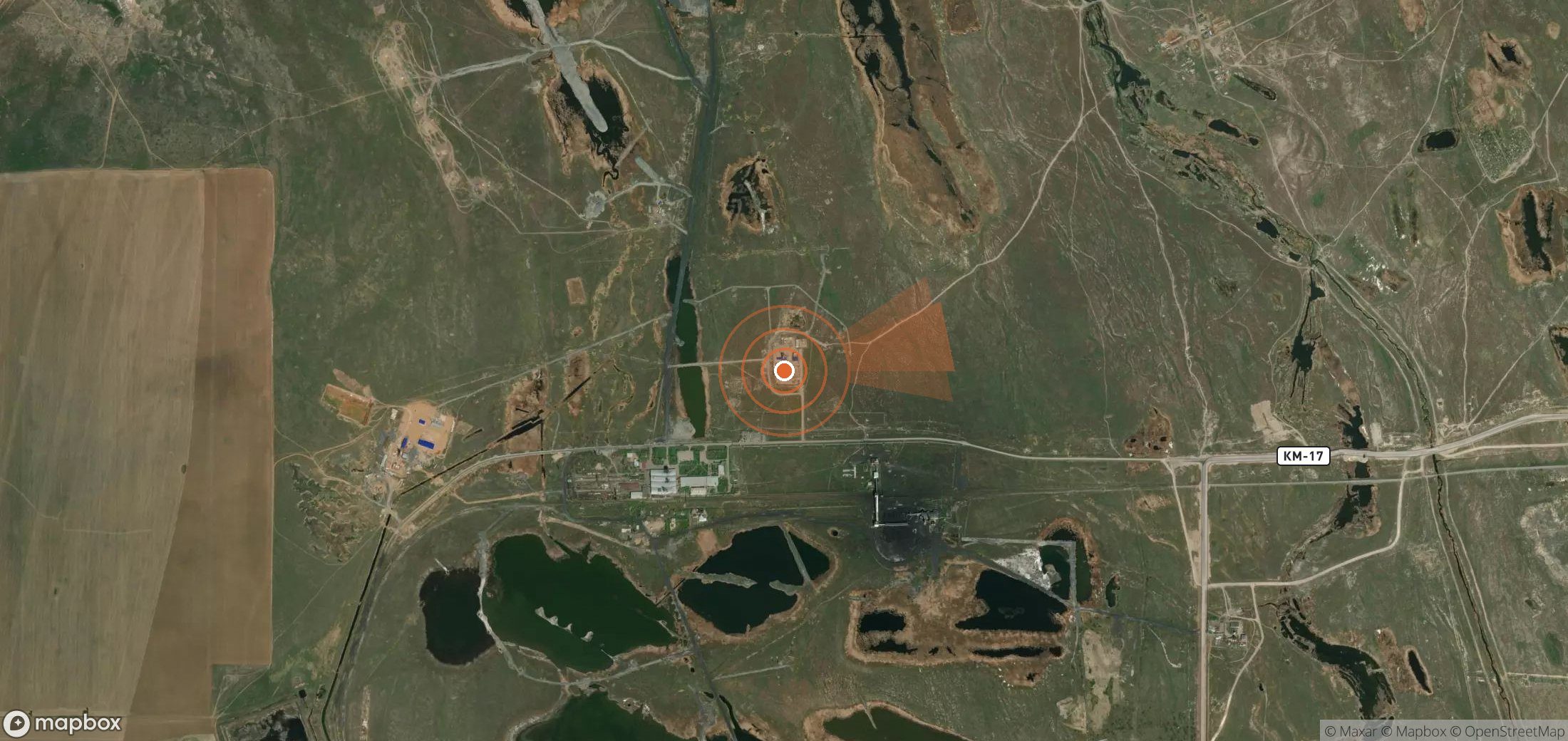 Mapa satelital de plumas de metano en Kazajistán