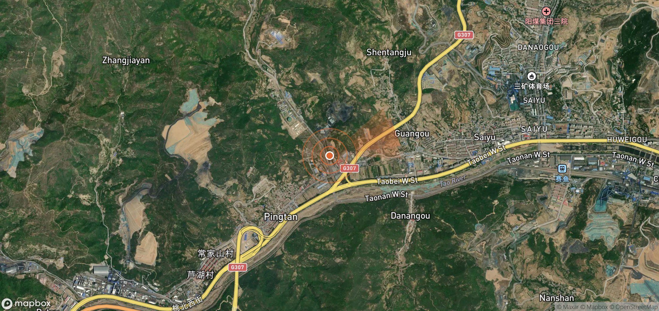 Satellite map of methane plume locations in China