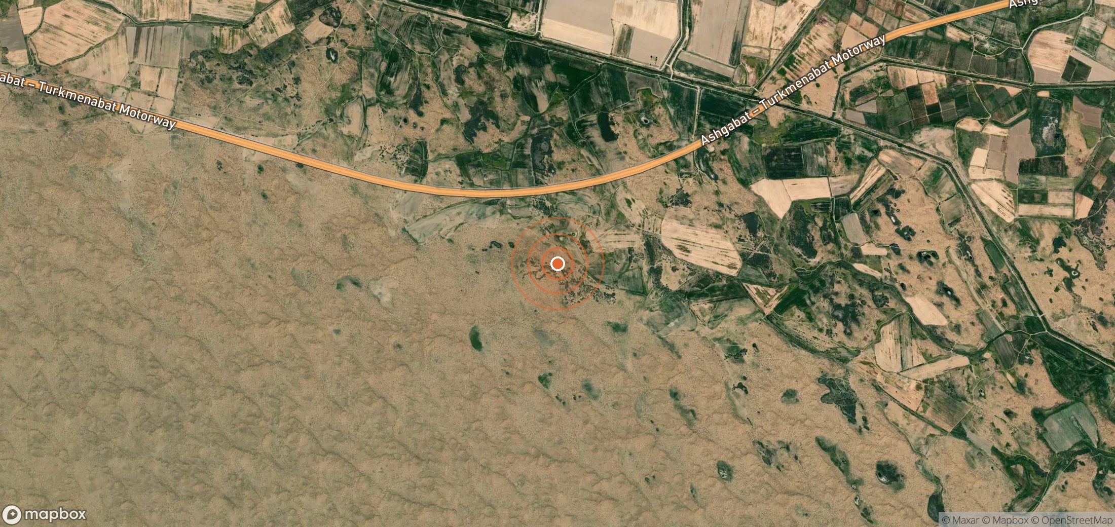 Satellite map of methane plume locations in Turkmenistan