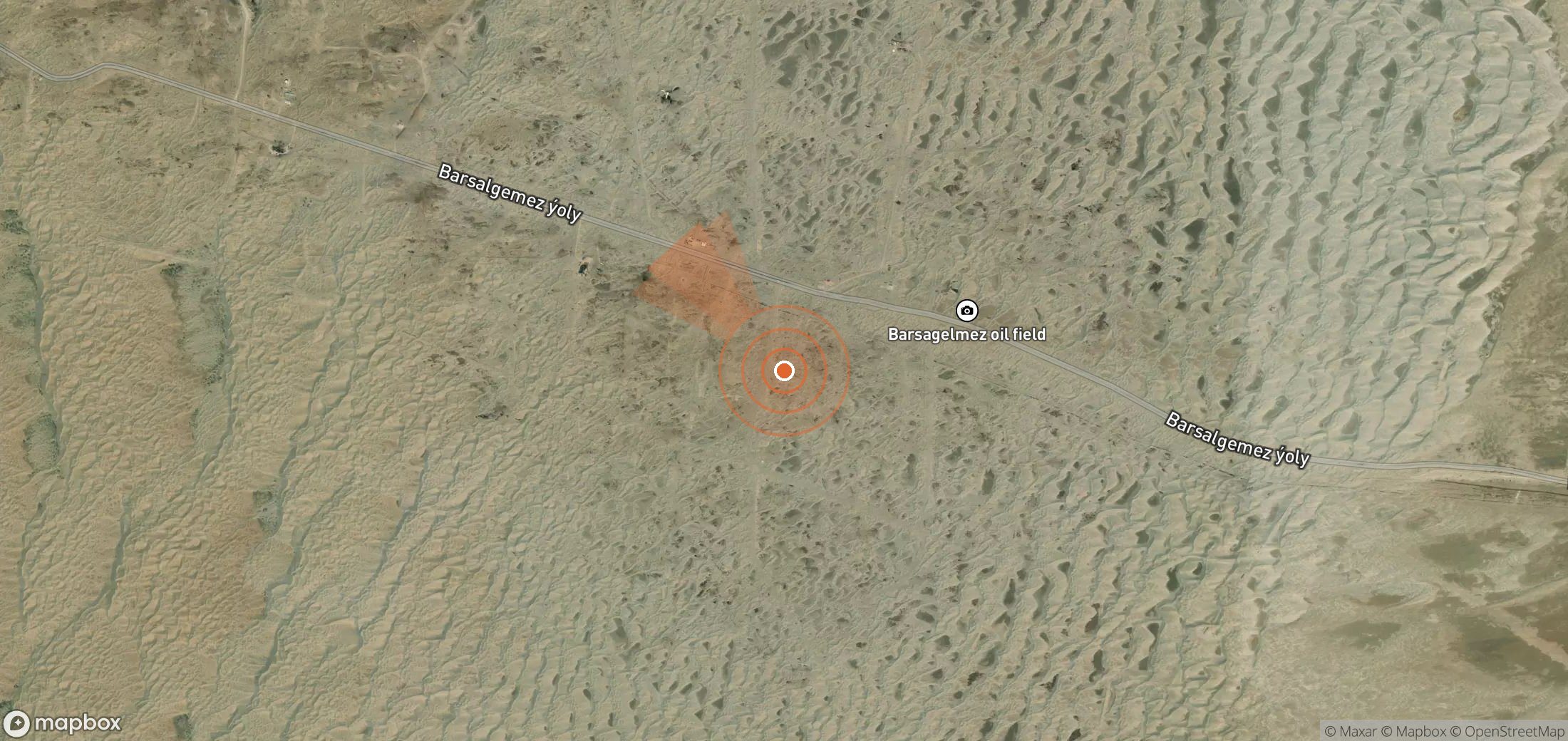 Mapa satelital de plumas de metano en Turkmenistán