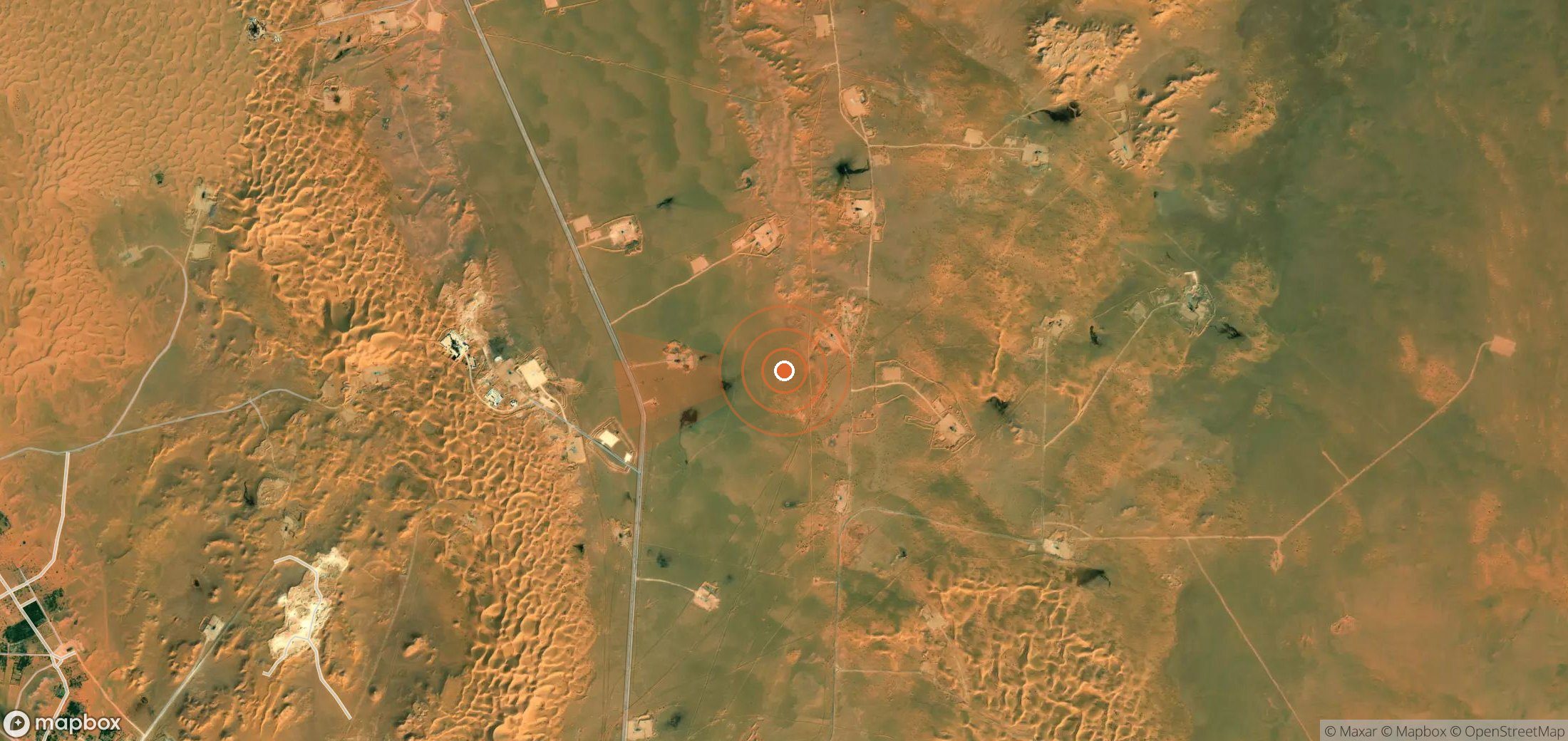 Satellite map of methane plume locations in Algeria
