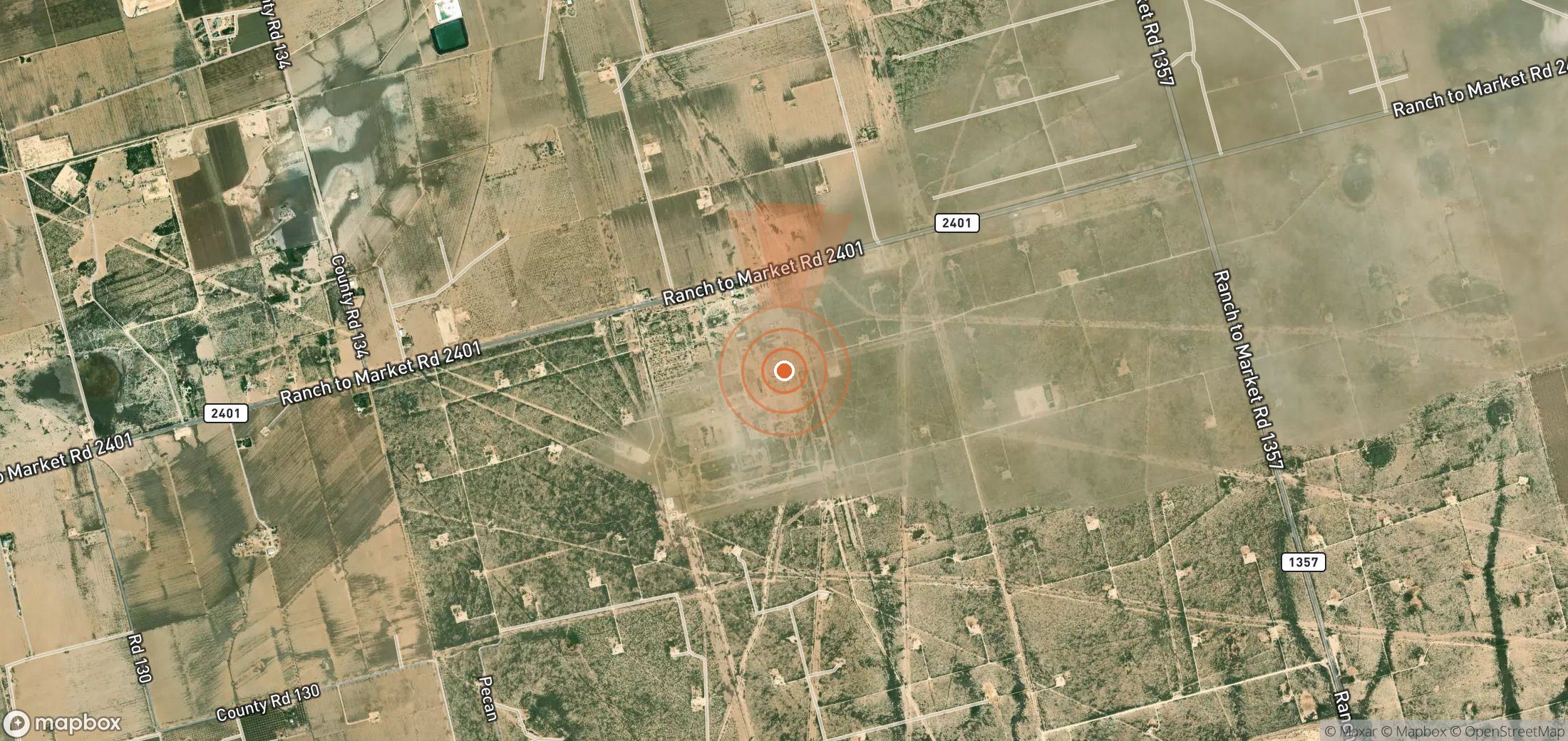 Satellite map of methane plume locations in United States