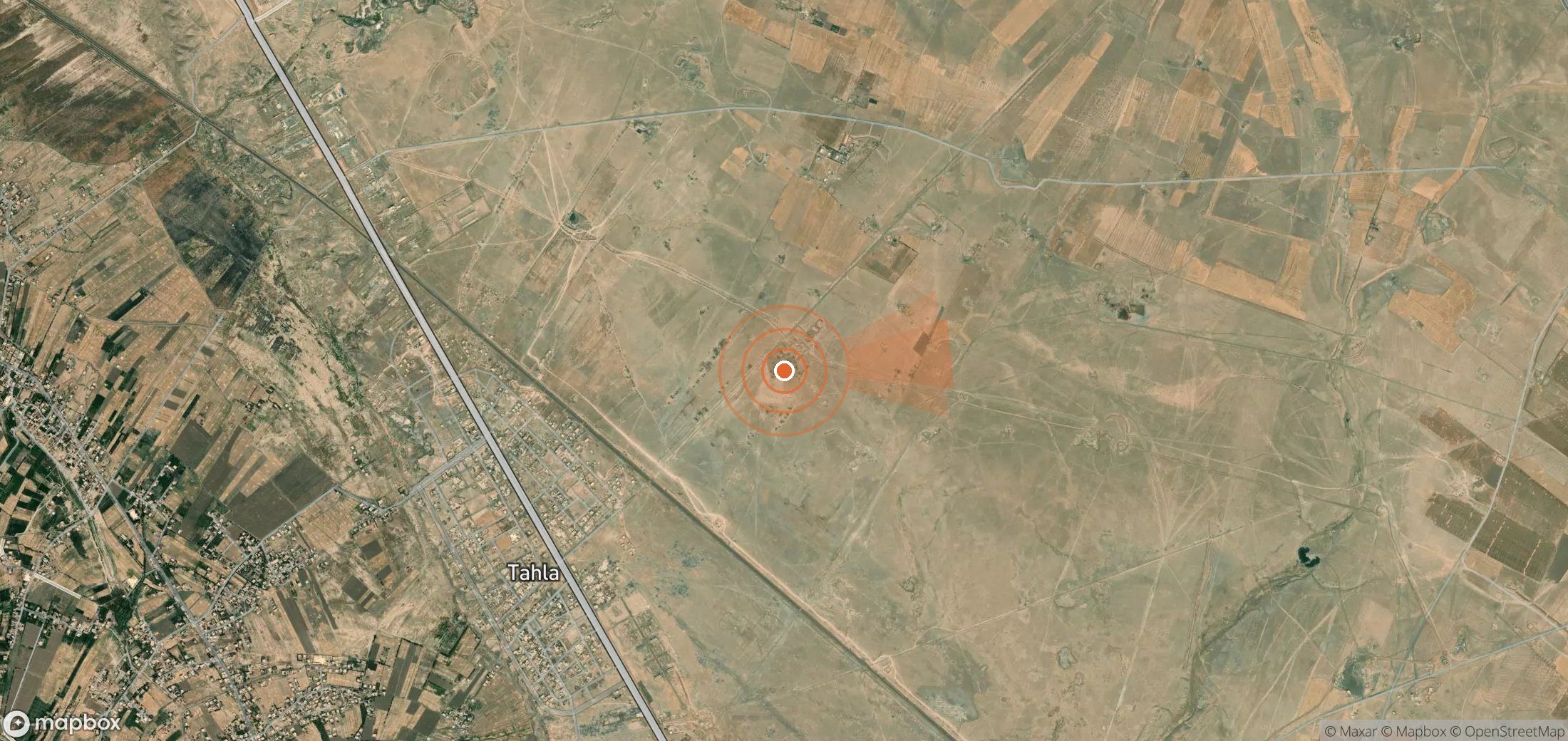 Satellite map of methane plume locations in Syria