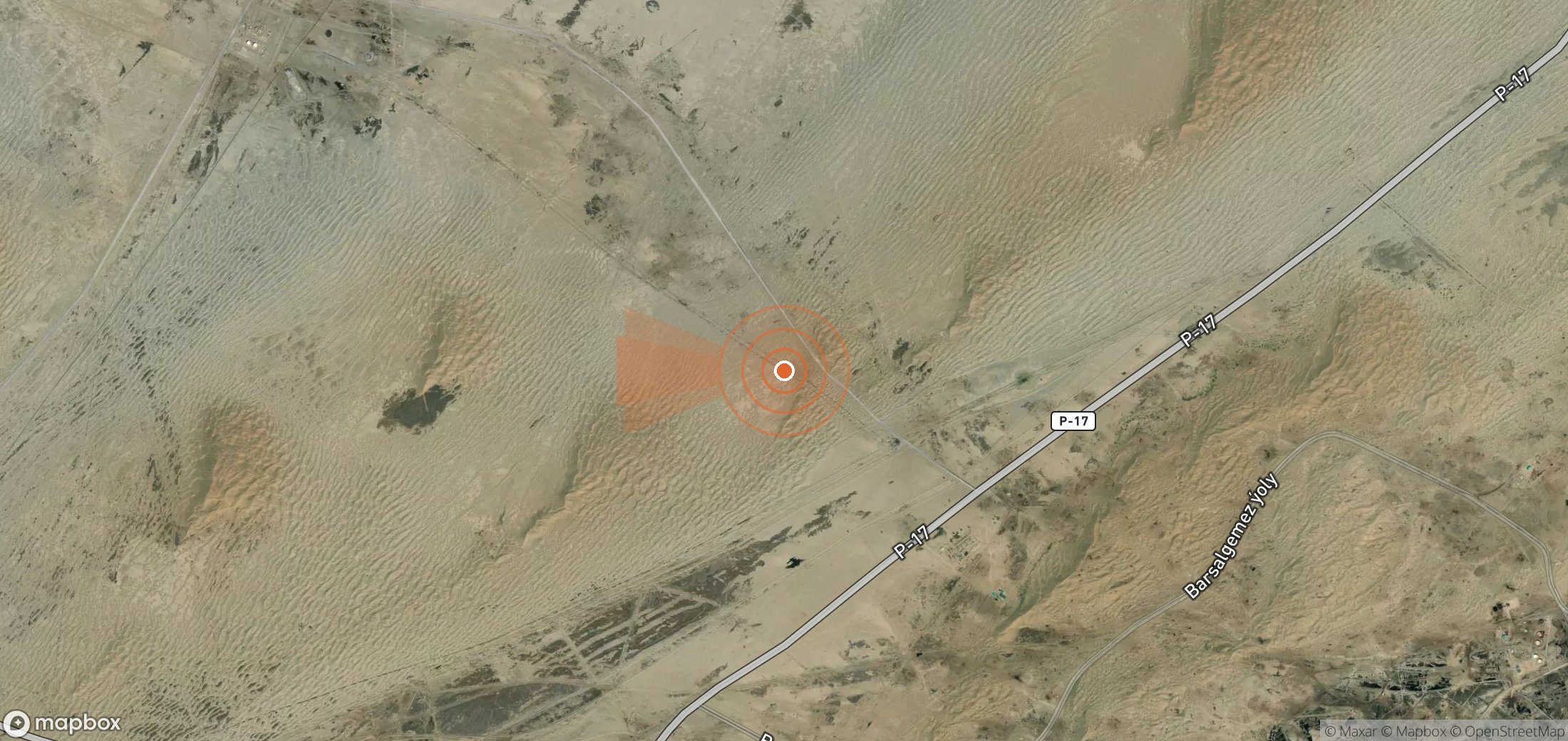 Mapa satelital de plumas de metano en Turkmenistán