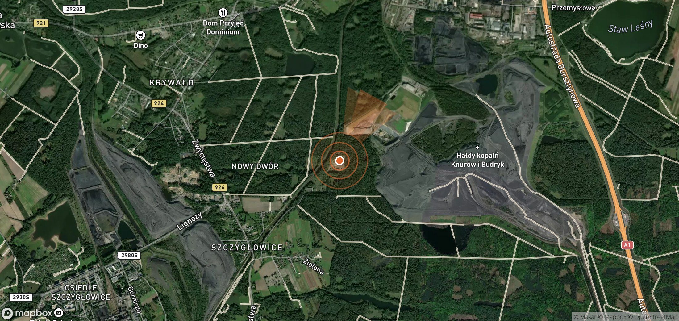 Satellite map of methane plume locations in Poland