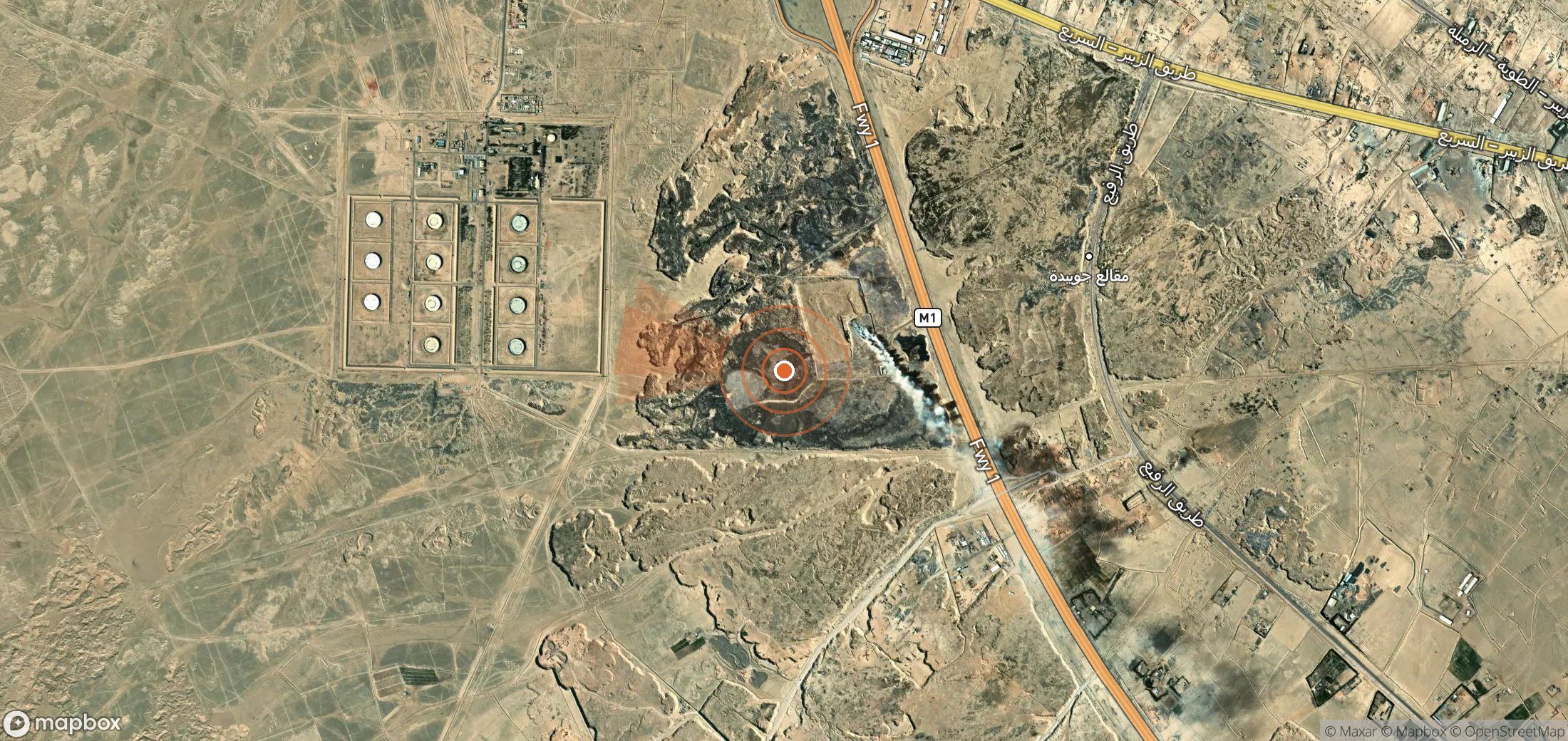 Satellite map of methane plume locations in Iraq