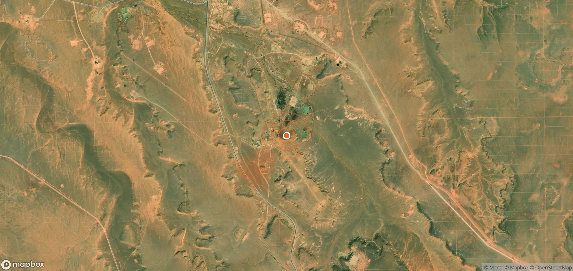 Satellite map of methane plume locations in Algeria
