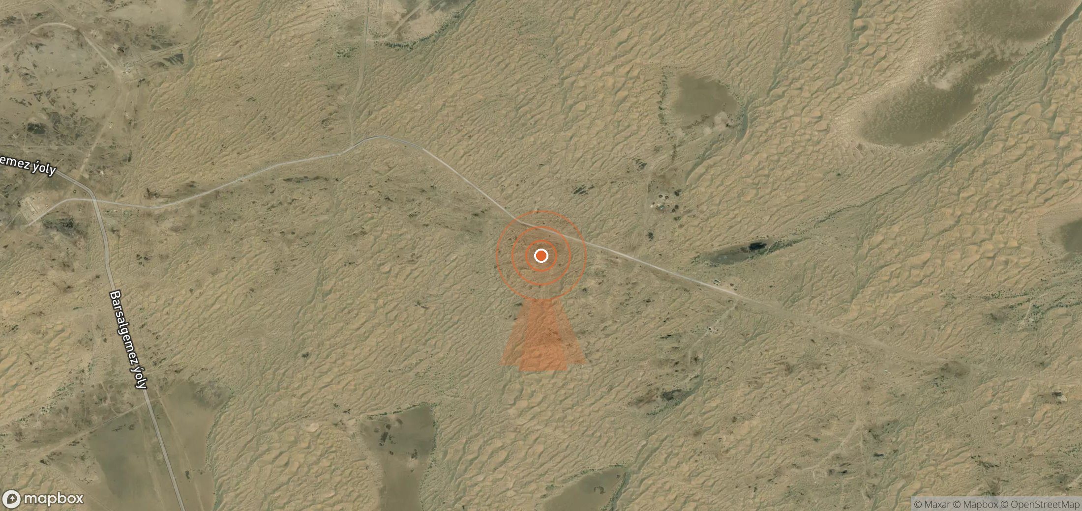 Satellite map of methane plume locations in Turkmenistan