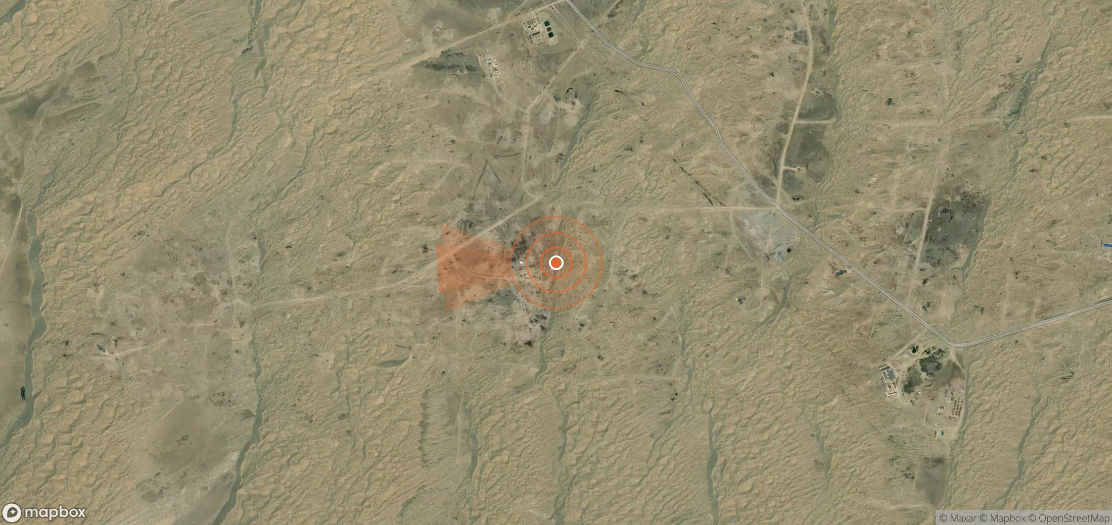 Mapa satelital de plumas de metano en Turkmenistán