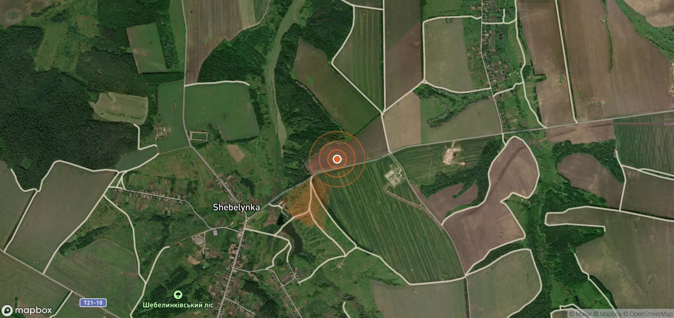 Satellite map of methane plume locations in Ukraine