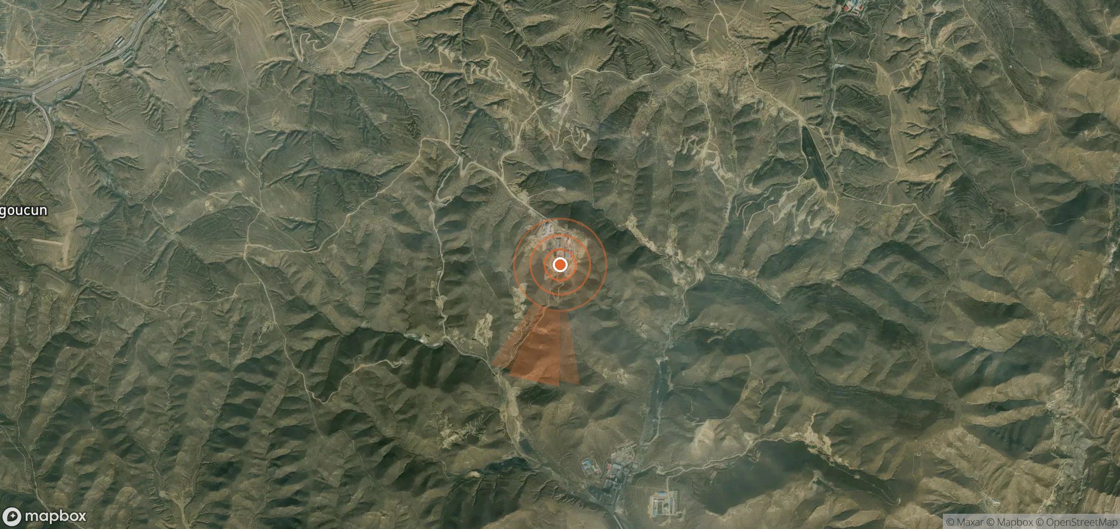 Satellite map of methane plume locations in China