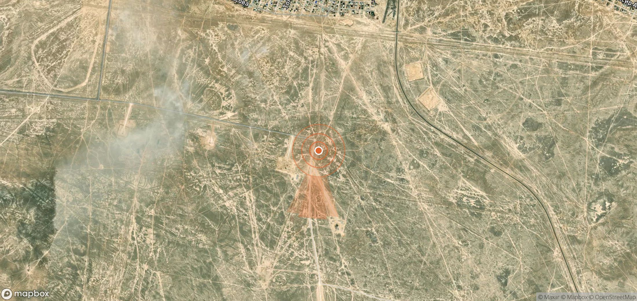 Satellite map of methane plume locations in Kazakhstan