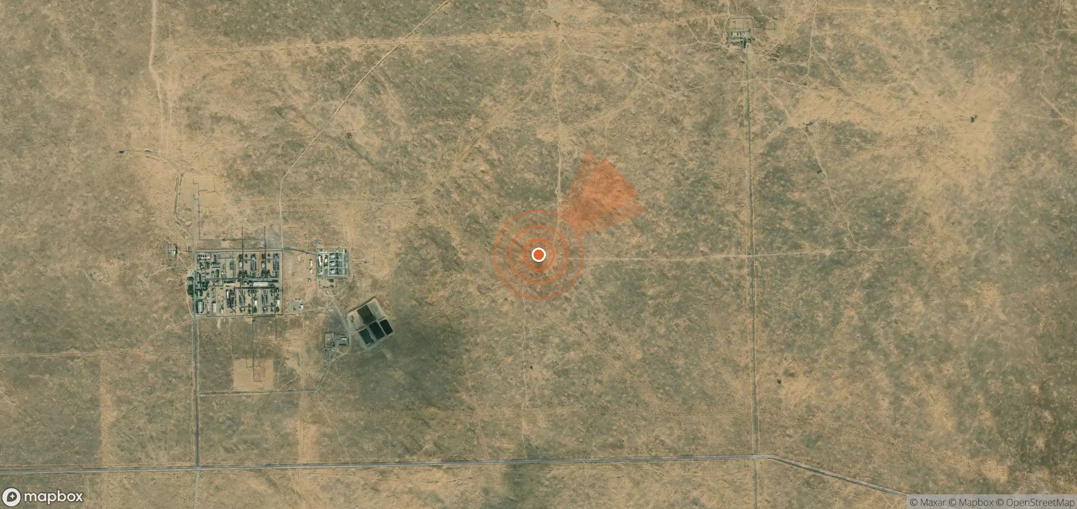 Satellite map of methane plume locations in Turkmenistan