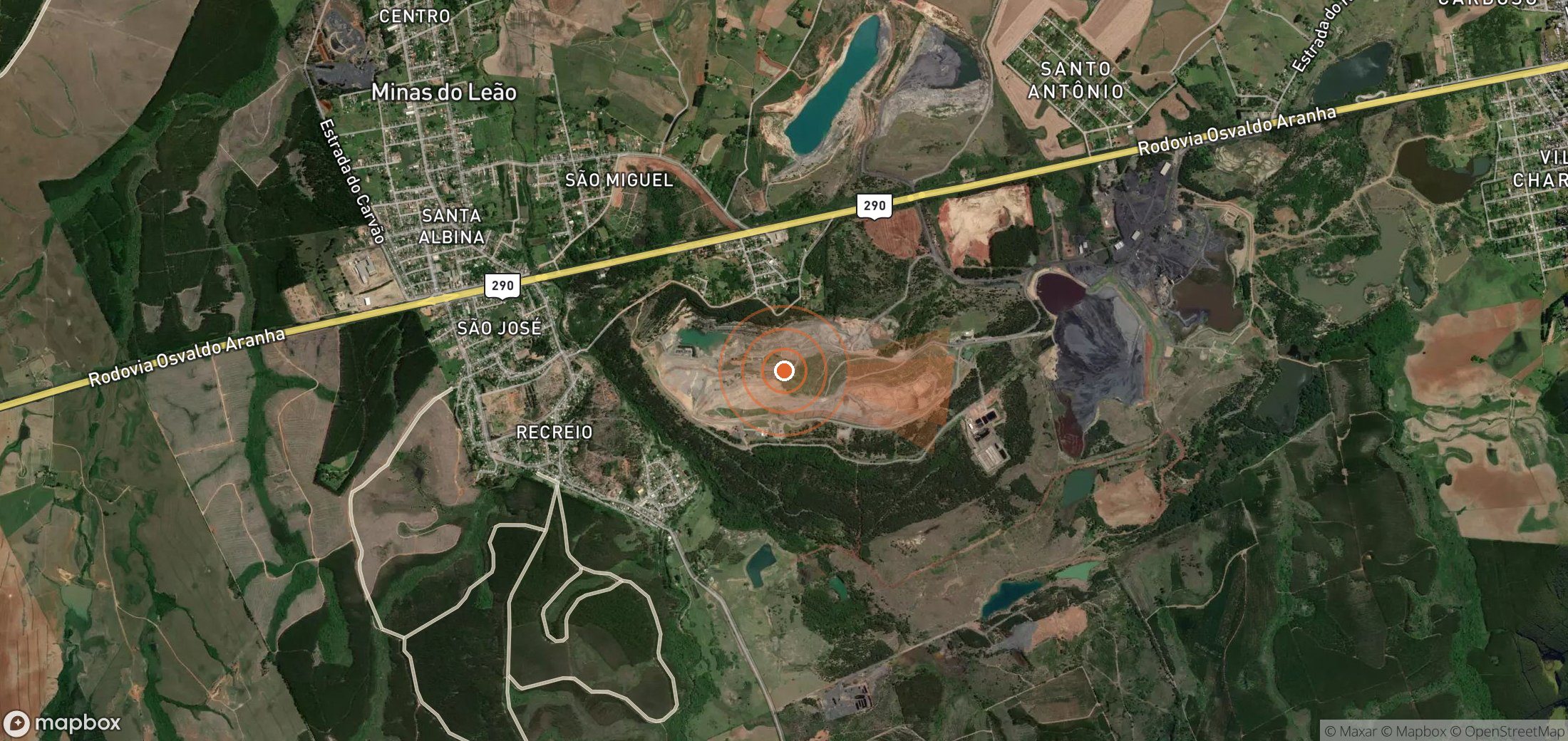 Satellite map of methane plume locations in Brazil