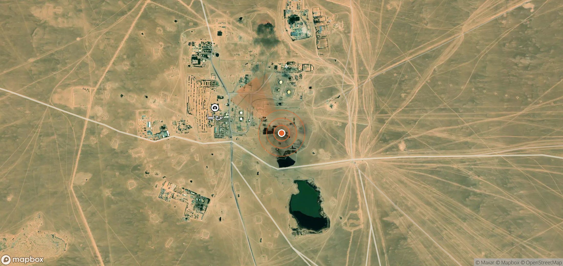 Mapa satelital de plumas de metano en Libia