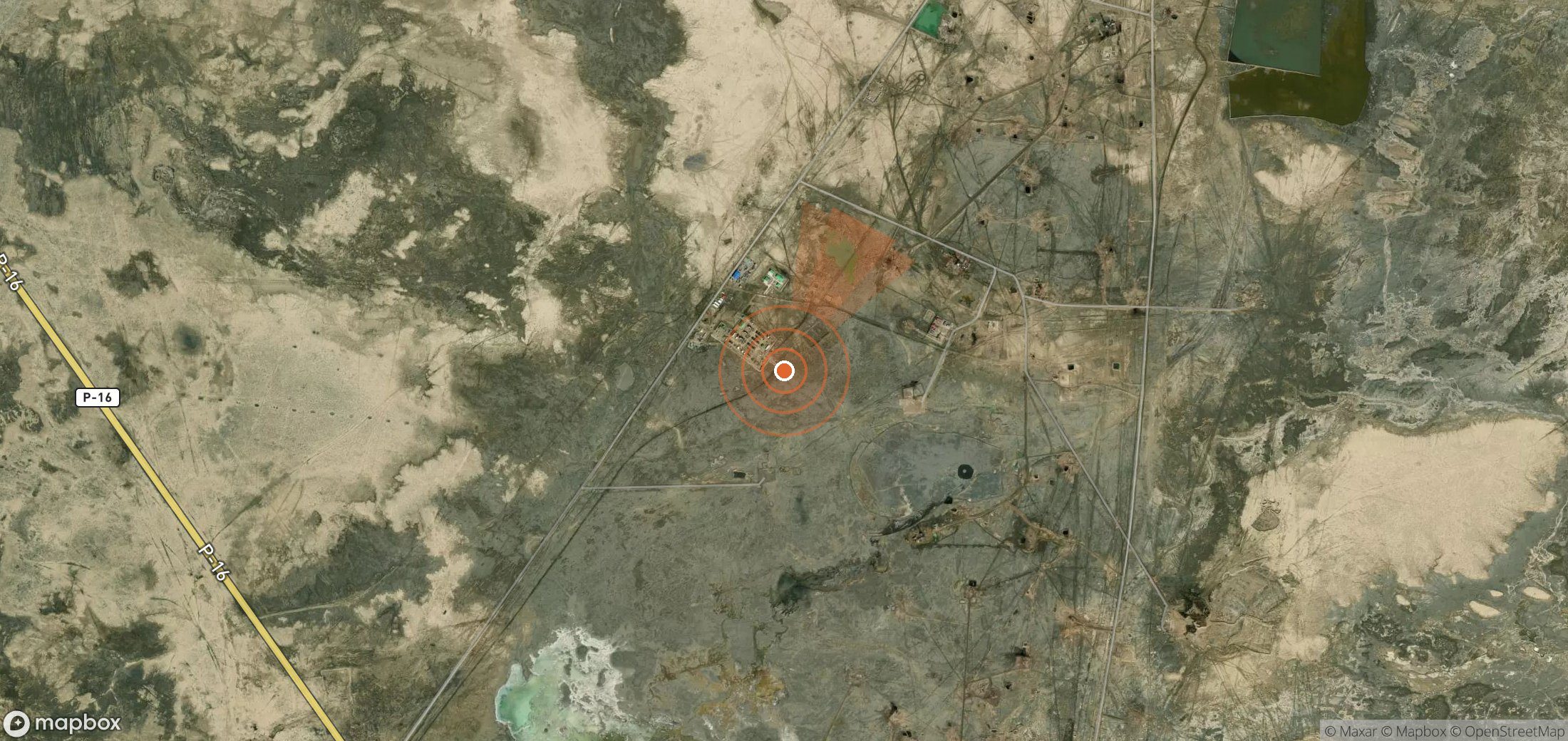 Satellite map of methane plume locations in Turkmenistan