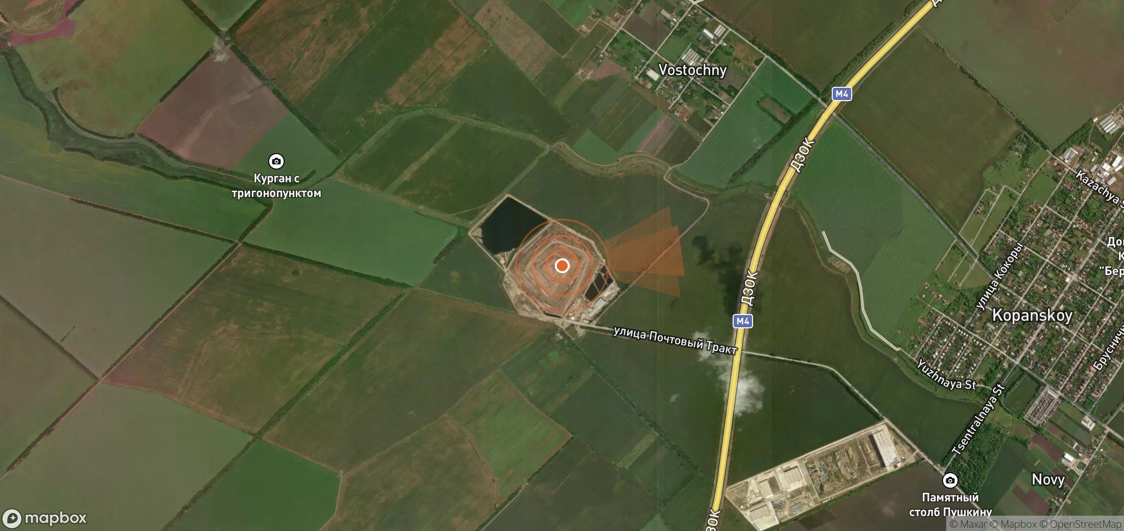 Satellite map of methane plume locations in Russia
