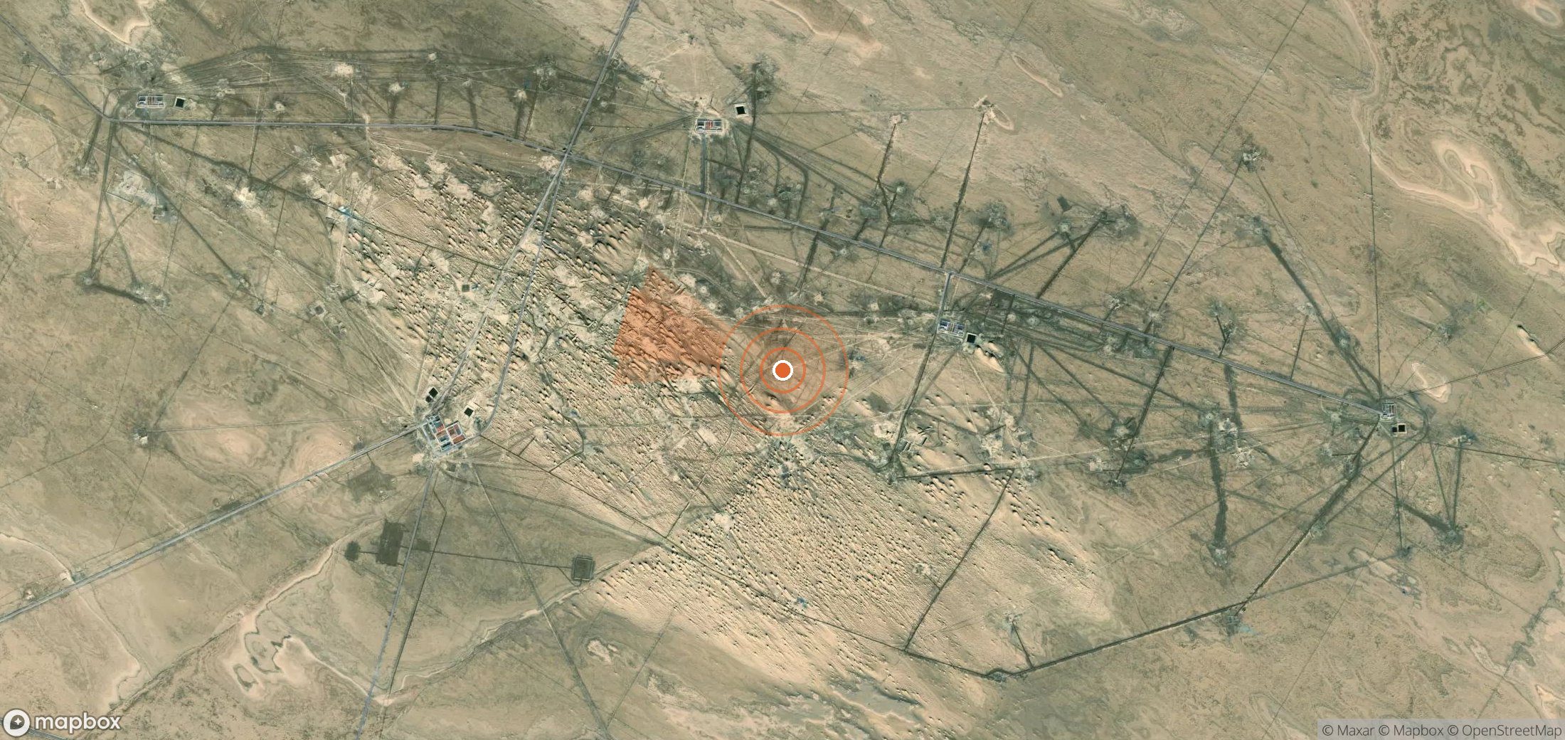 Satellite map of methane plume locations in China