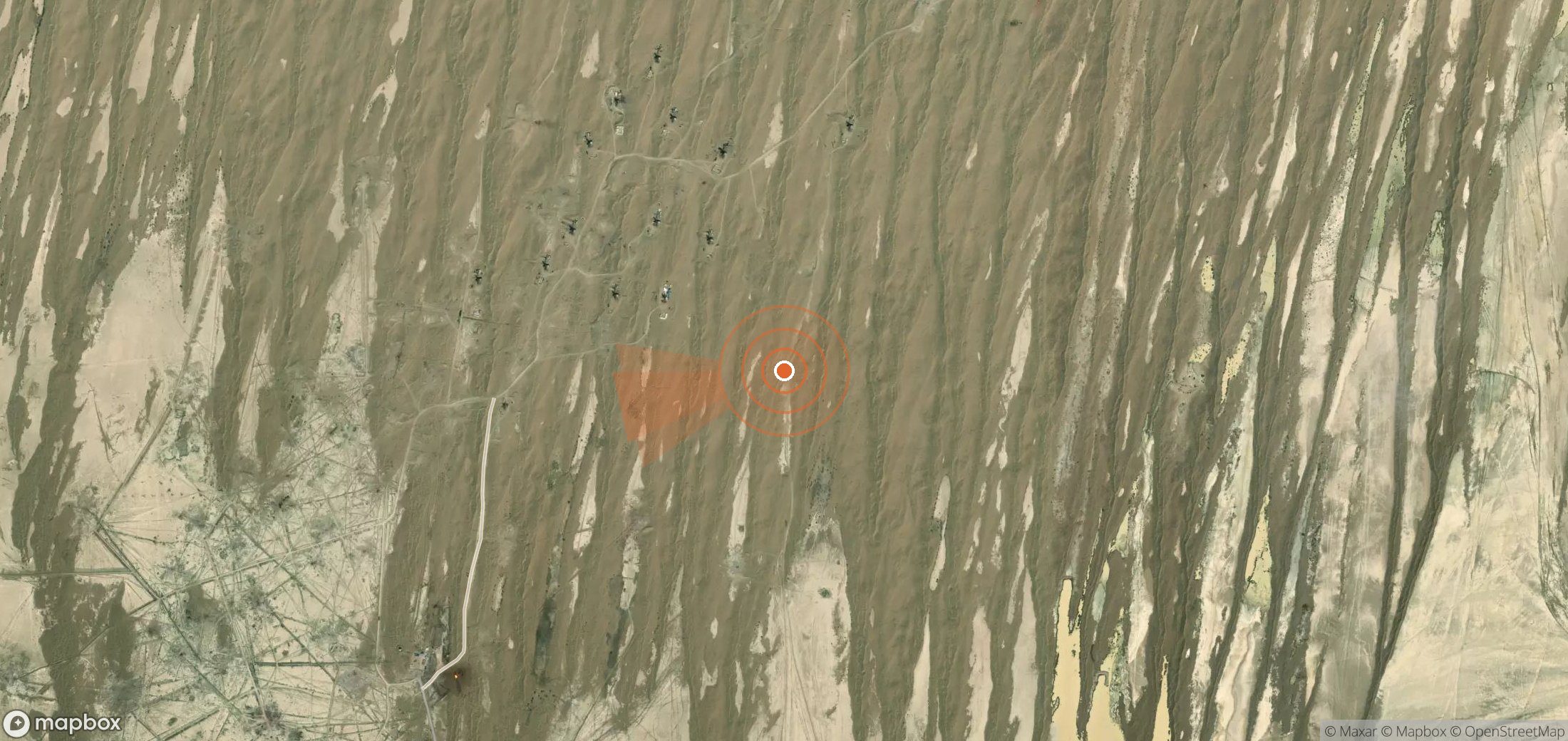 Satellite map of methane plume locations in Turkmenistan