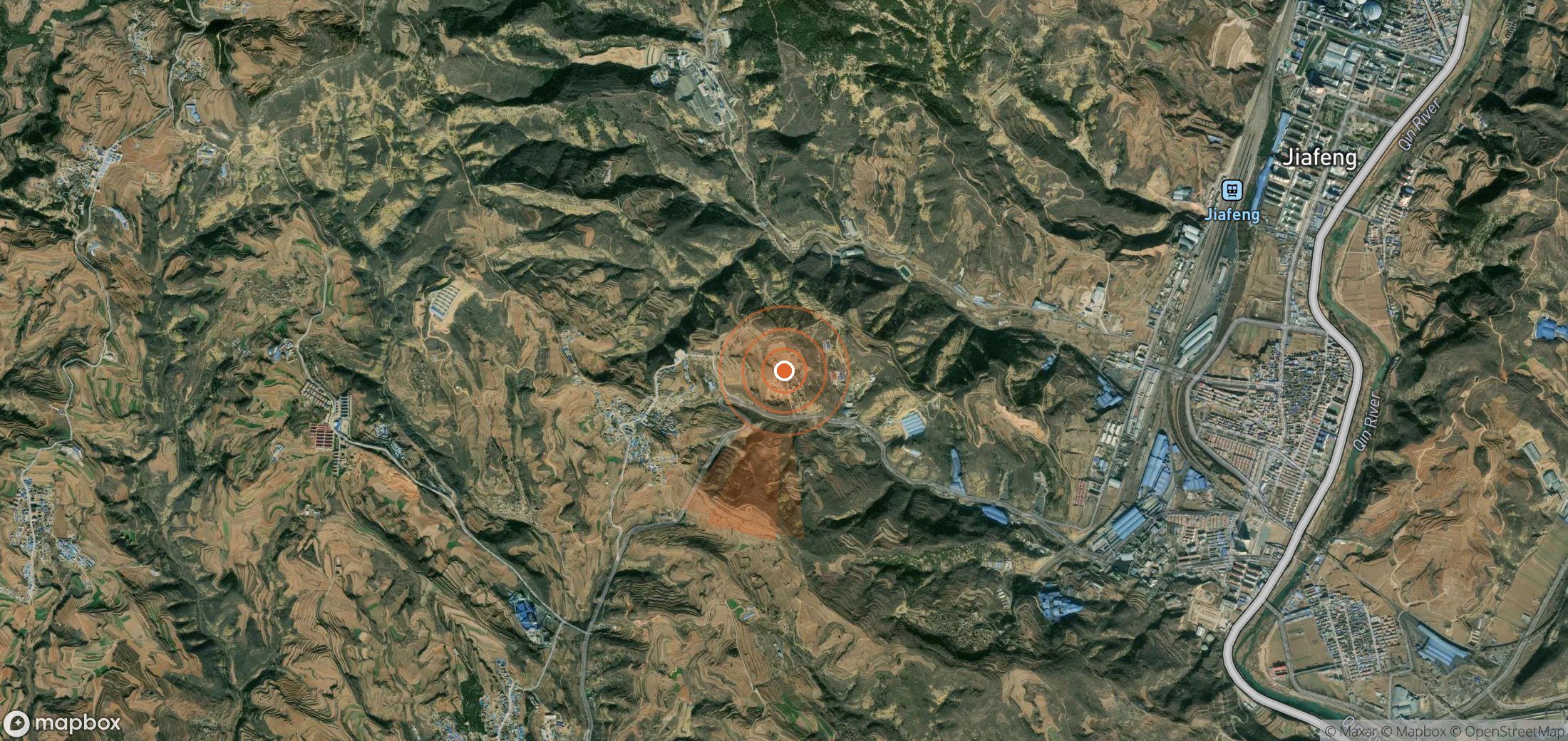 Satellite map of methane plume locations in China