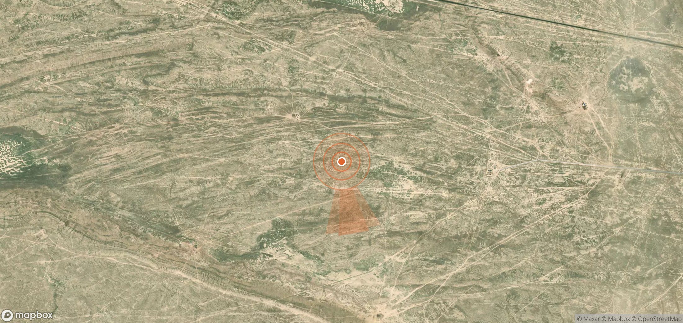 Satellite map of methane plume locations in Kazakhstan