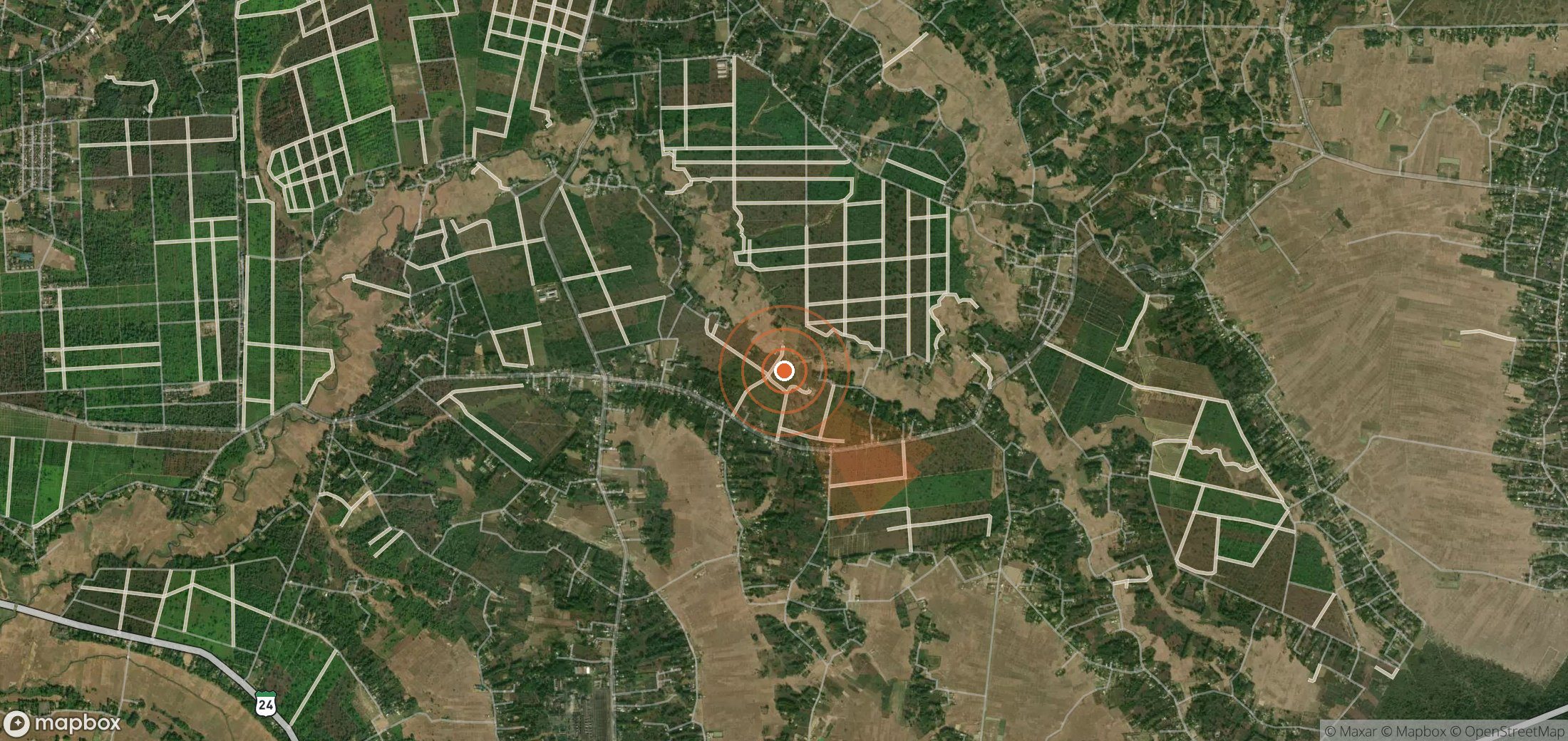 Satellite map of methane plume locations in India