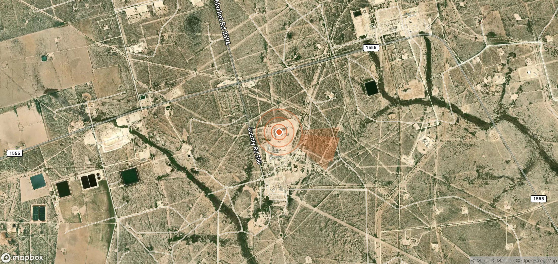 Satellite map of methane plume locations in United States