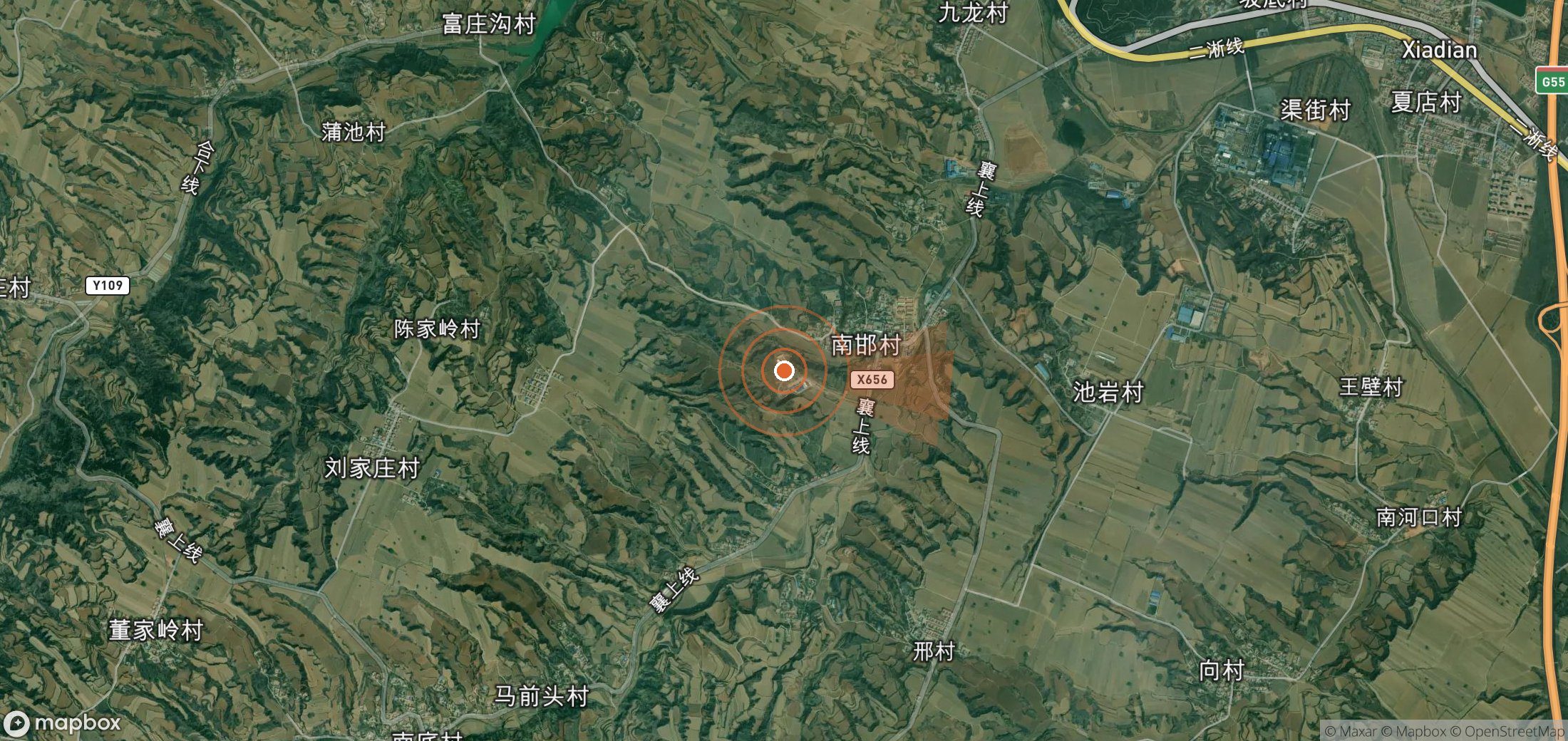 Satellite map of methane plume locations in China