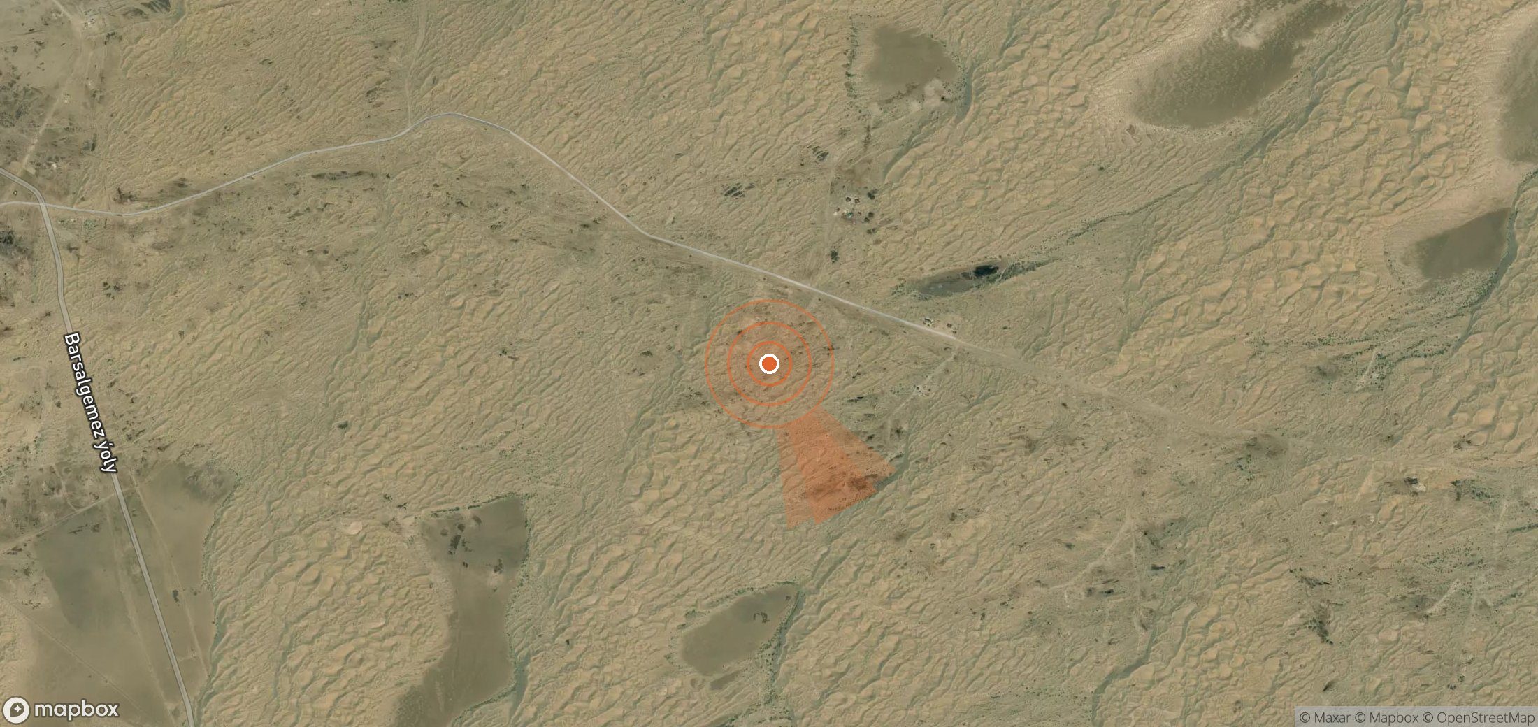 Satellite map of methane plume locations in Turkmenistan