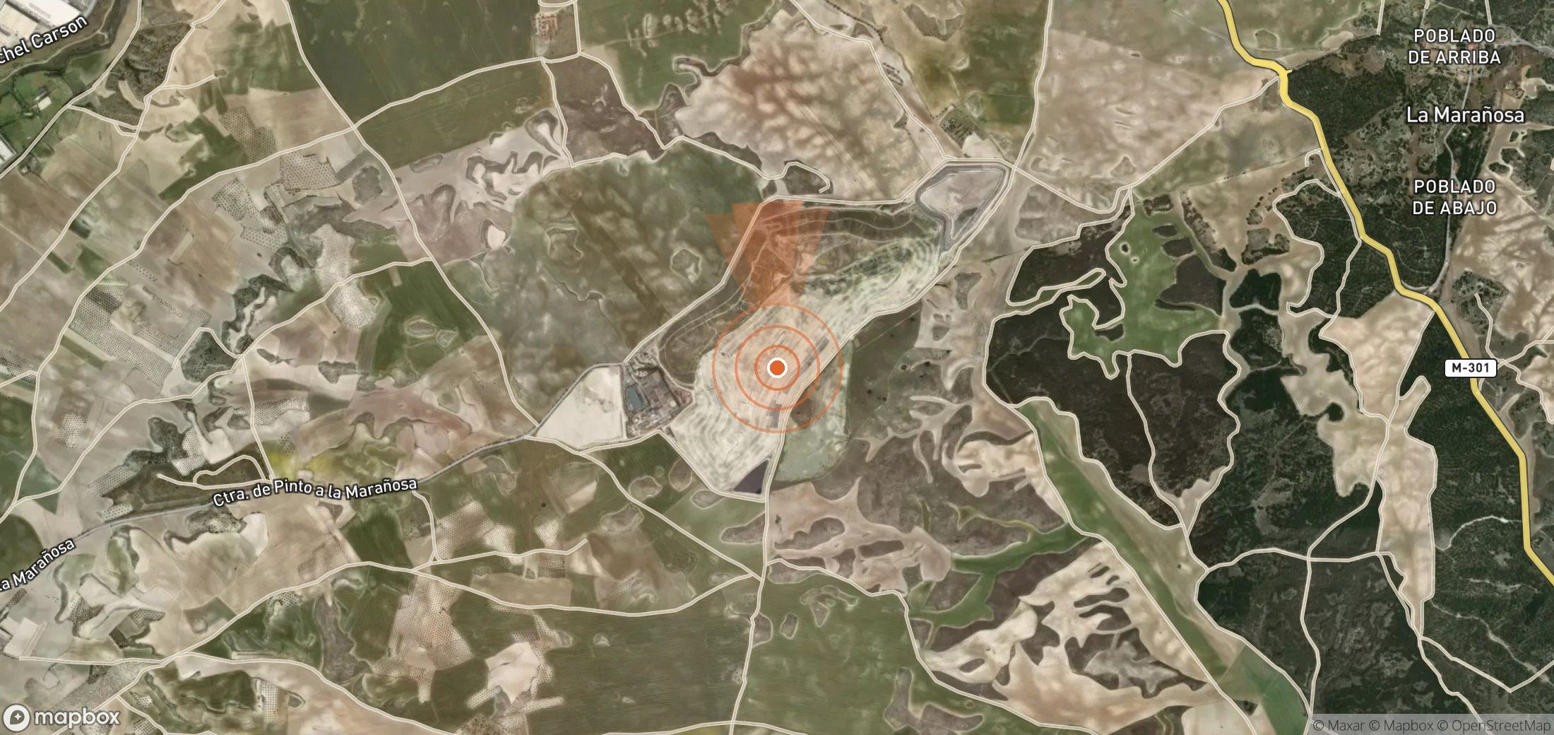Satellite map of methane plume locations in Spain