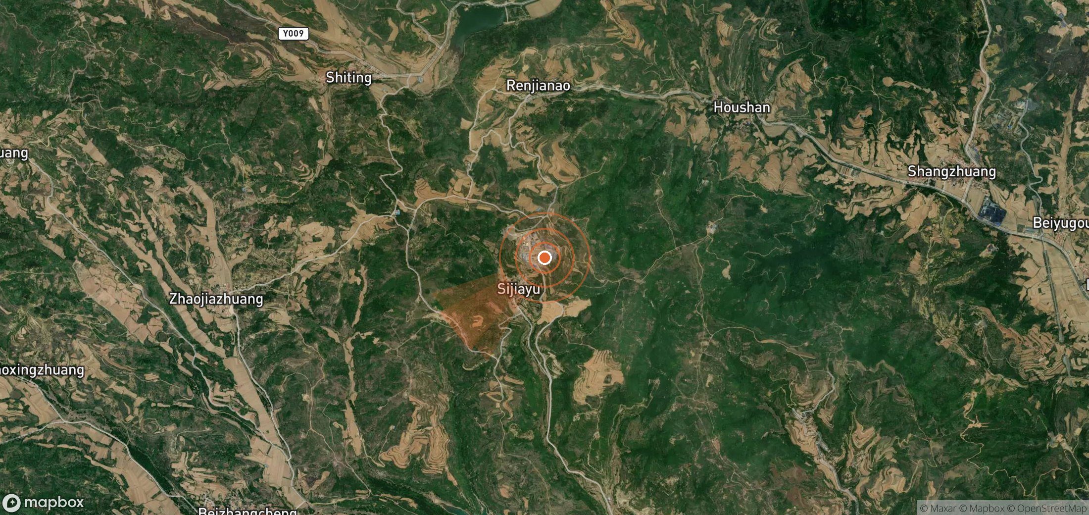 Satellite map of methane plume locations in China