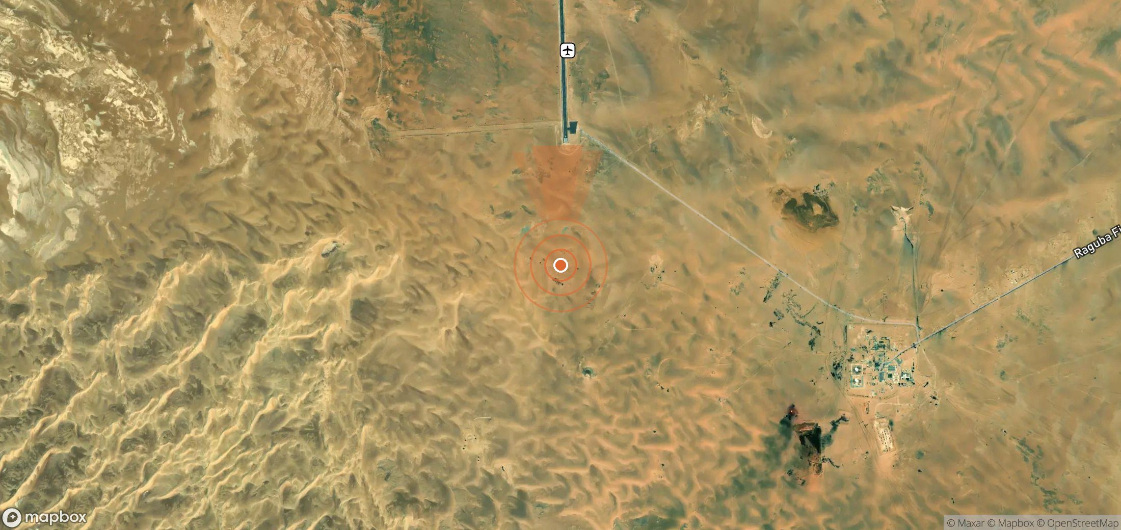 Satellite map of methane plume locations in Libya
