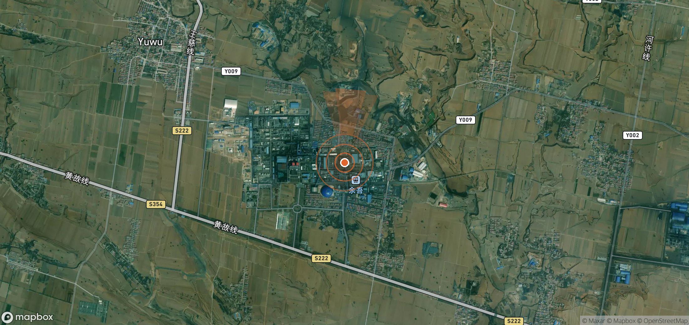 Satellite map of methane plume locations in China