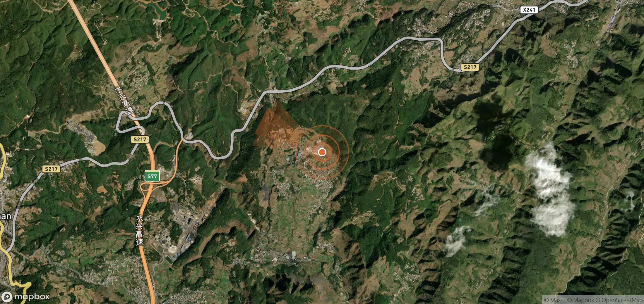 Satellite map of methane plume locations in China
