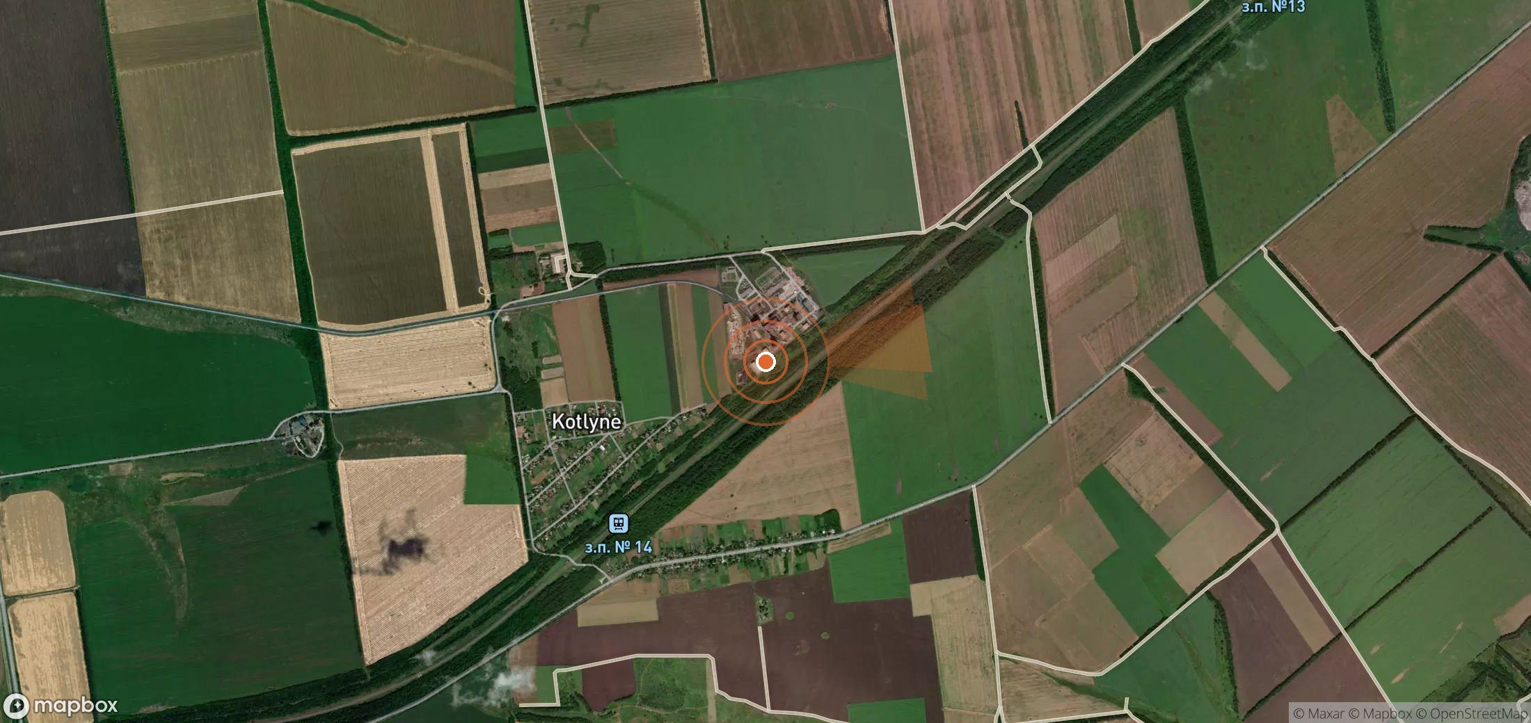 Satellite map of methane plume locations in Ukraine