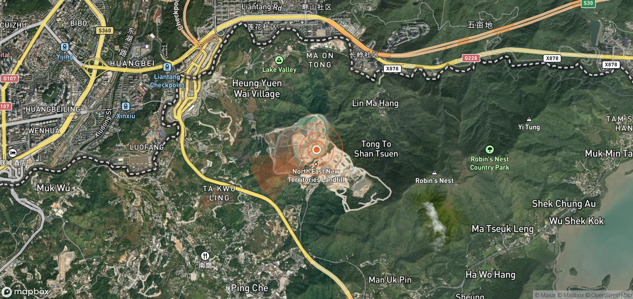 Mapa satelital de plumas de metano en China