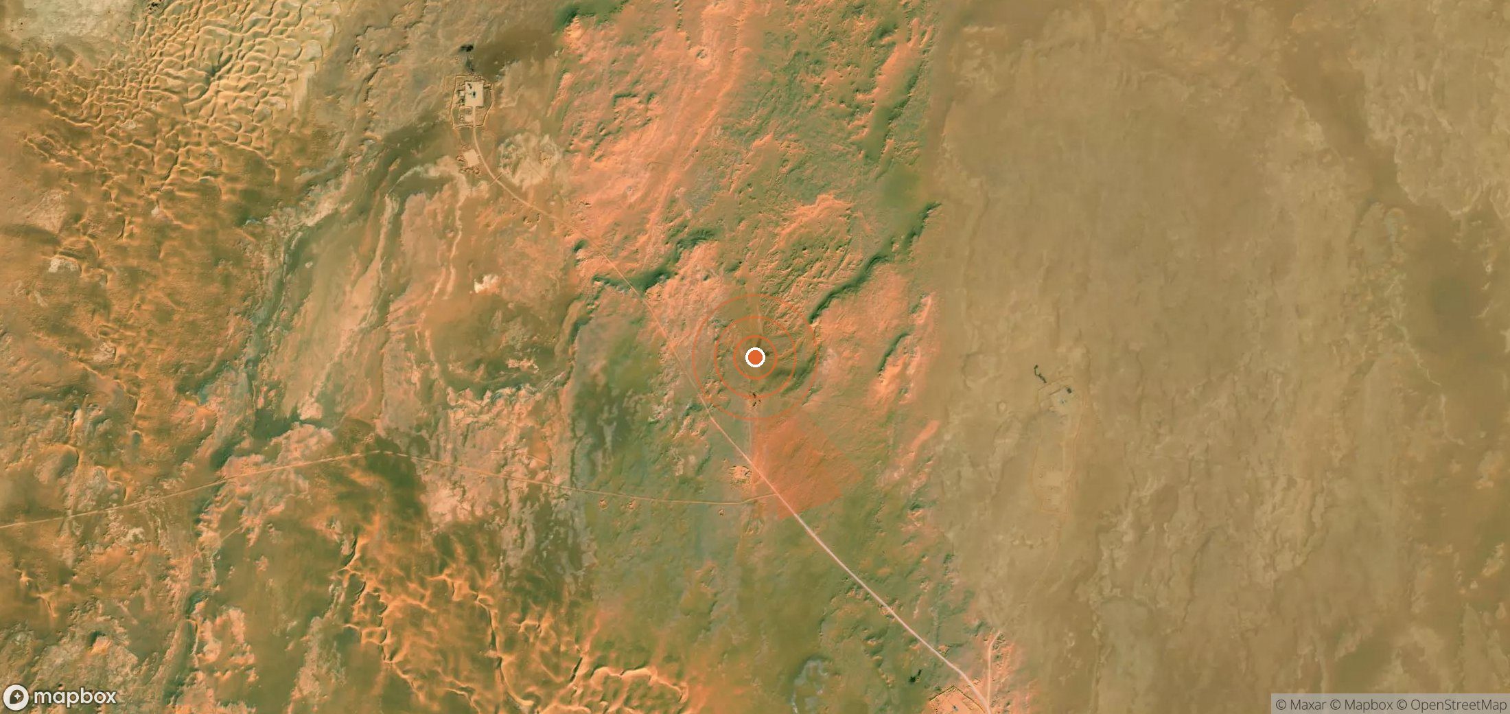 Satellite map of methane plume locations in Algeria