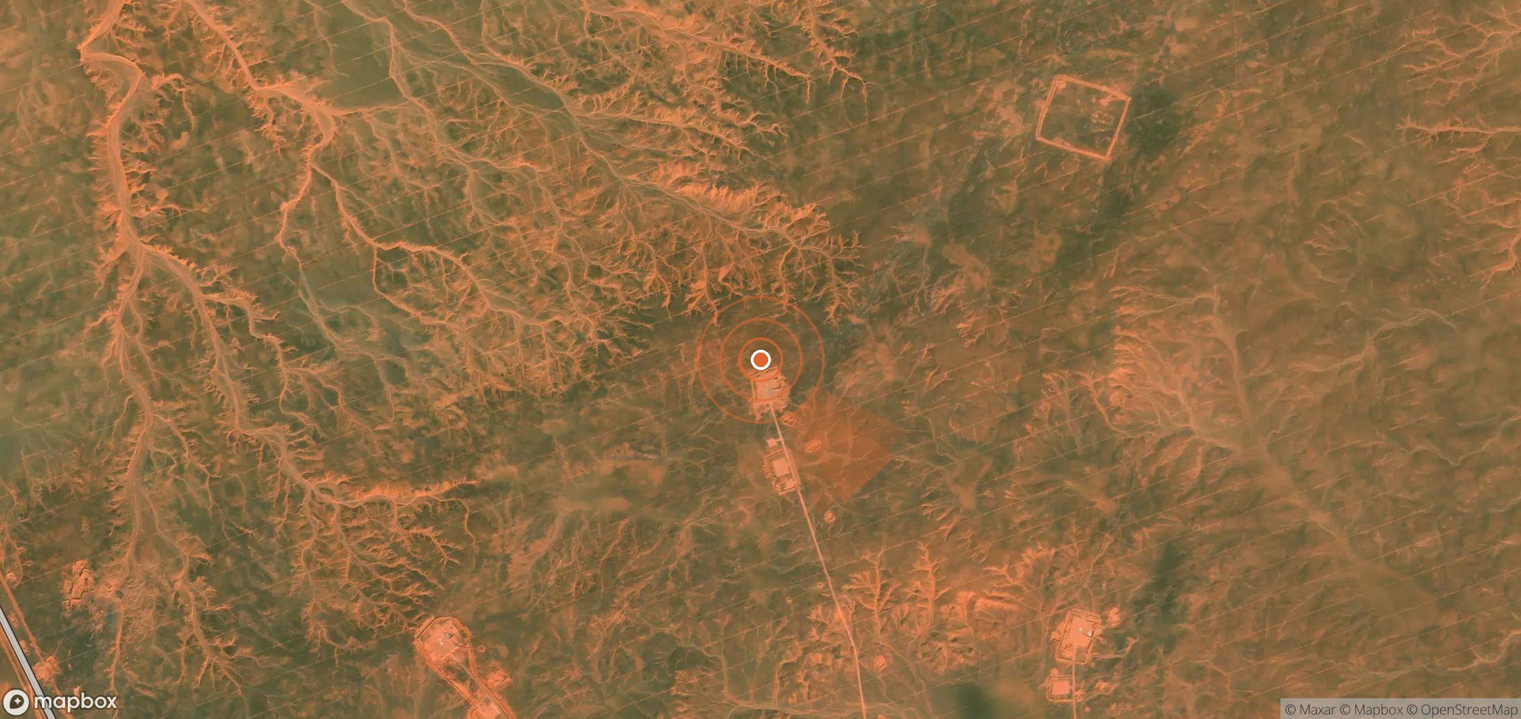 Mapa satelital de plumas de metano en Argelia
