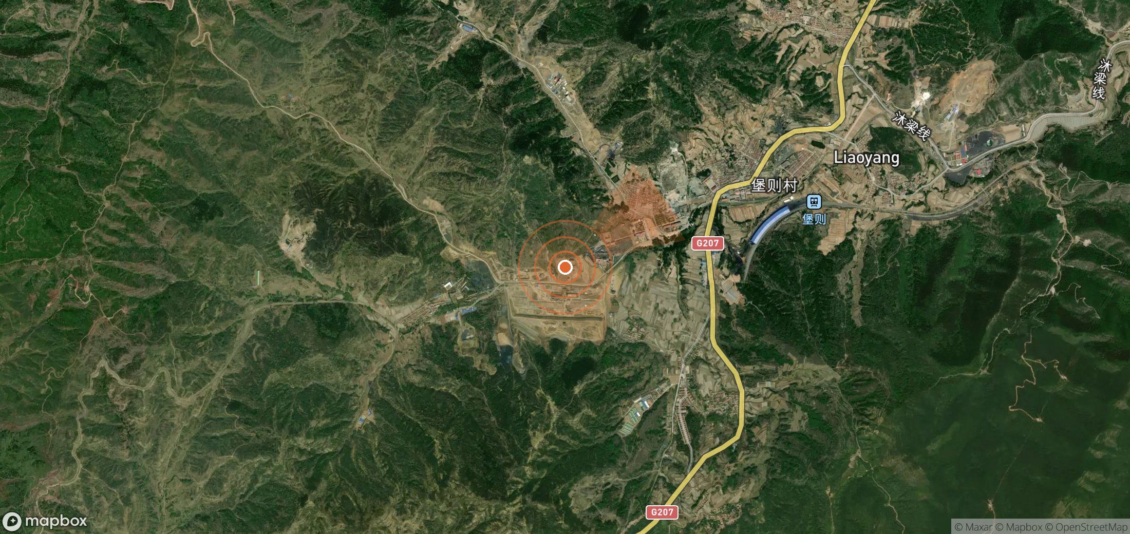 Satellite map of methane plume locations in China