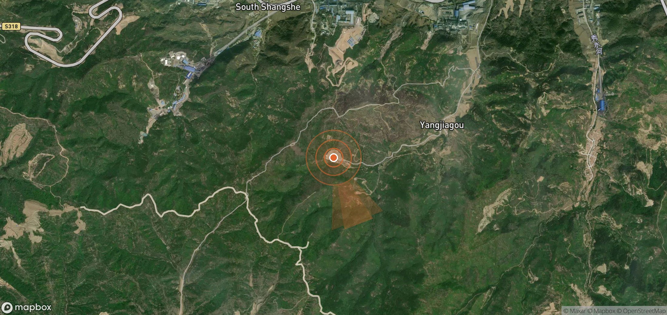 Satellite map of methane plume locations in China