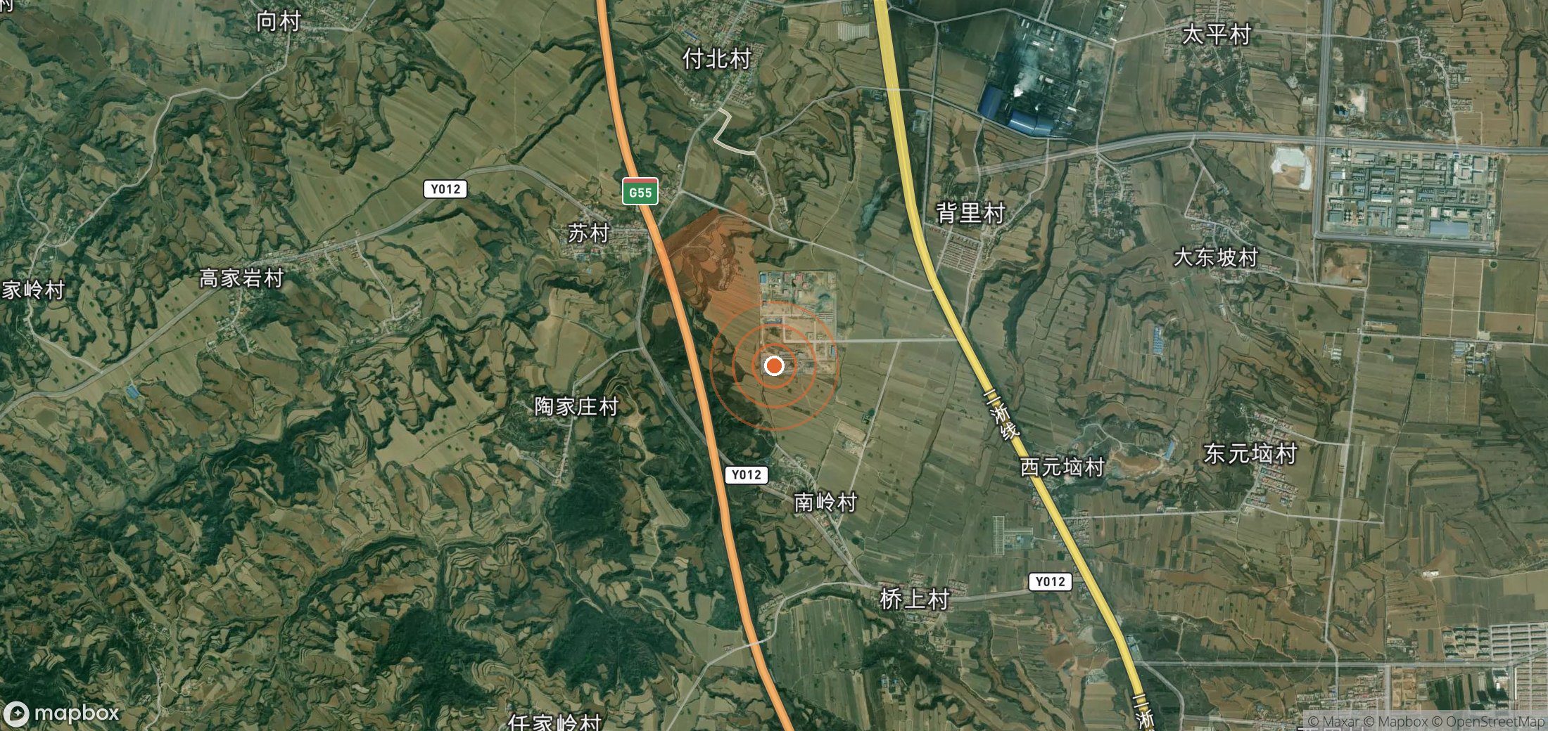 Satellite map of methane plume locations in China