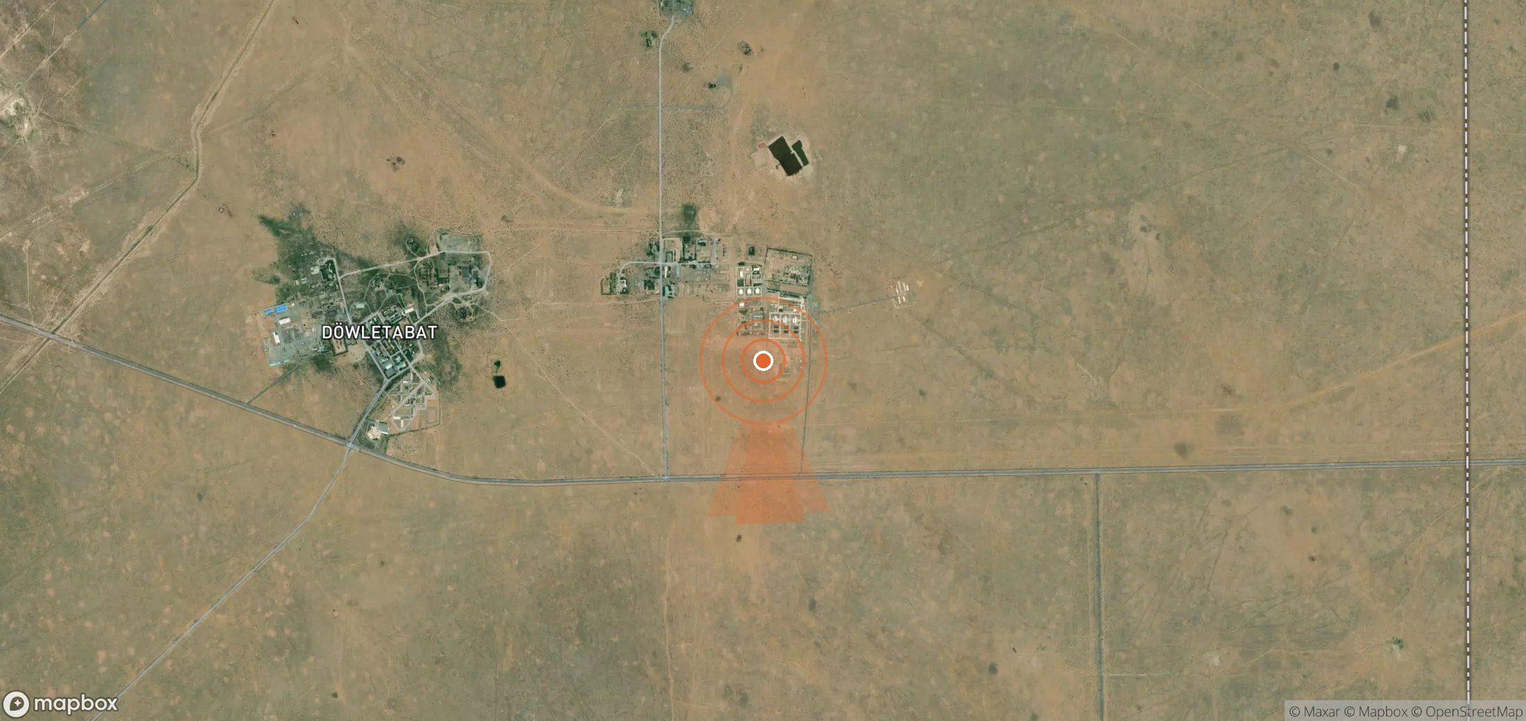 Mapa satelital de plumas de metano en Turkmenistán