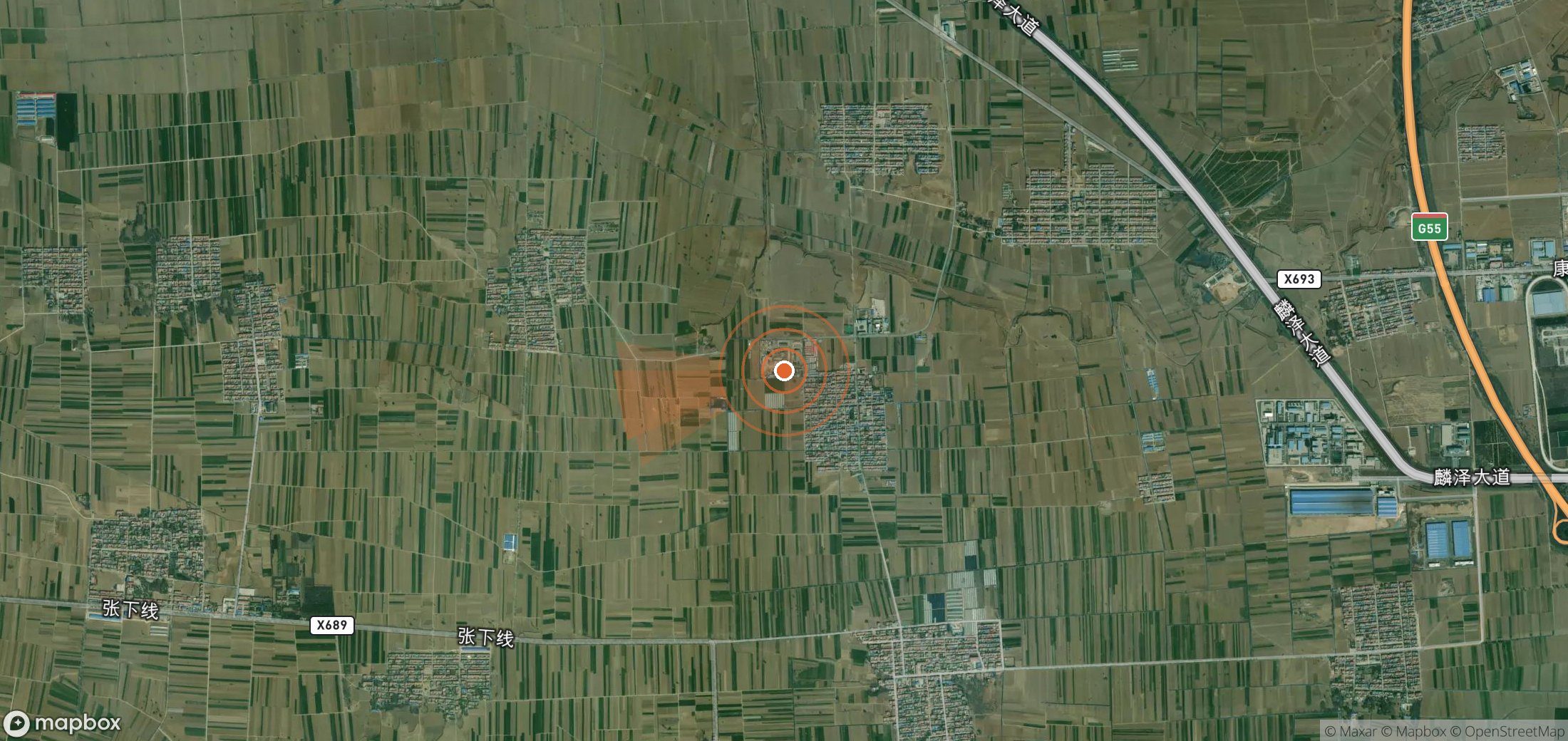 Satellite map of methane plume locations in China