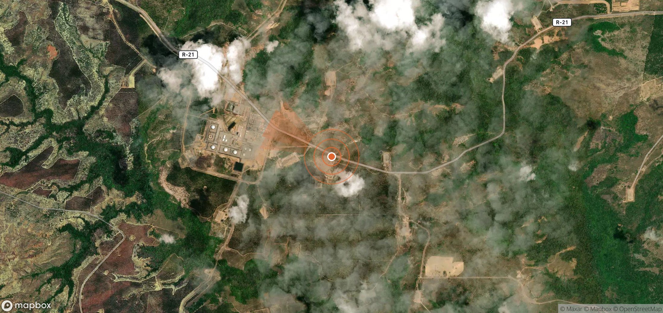Mapa satelital de plumas de metano en Venezuela