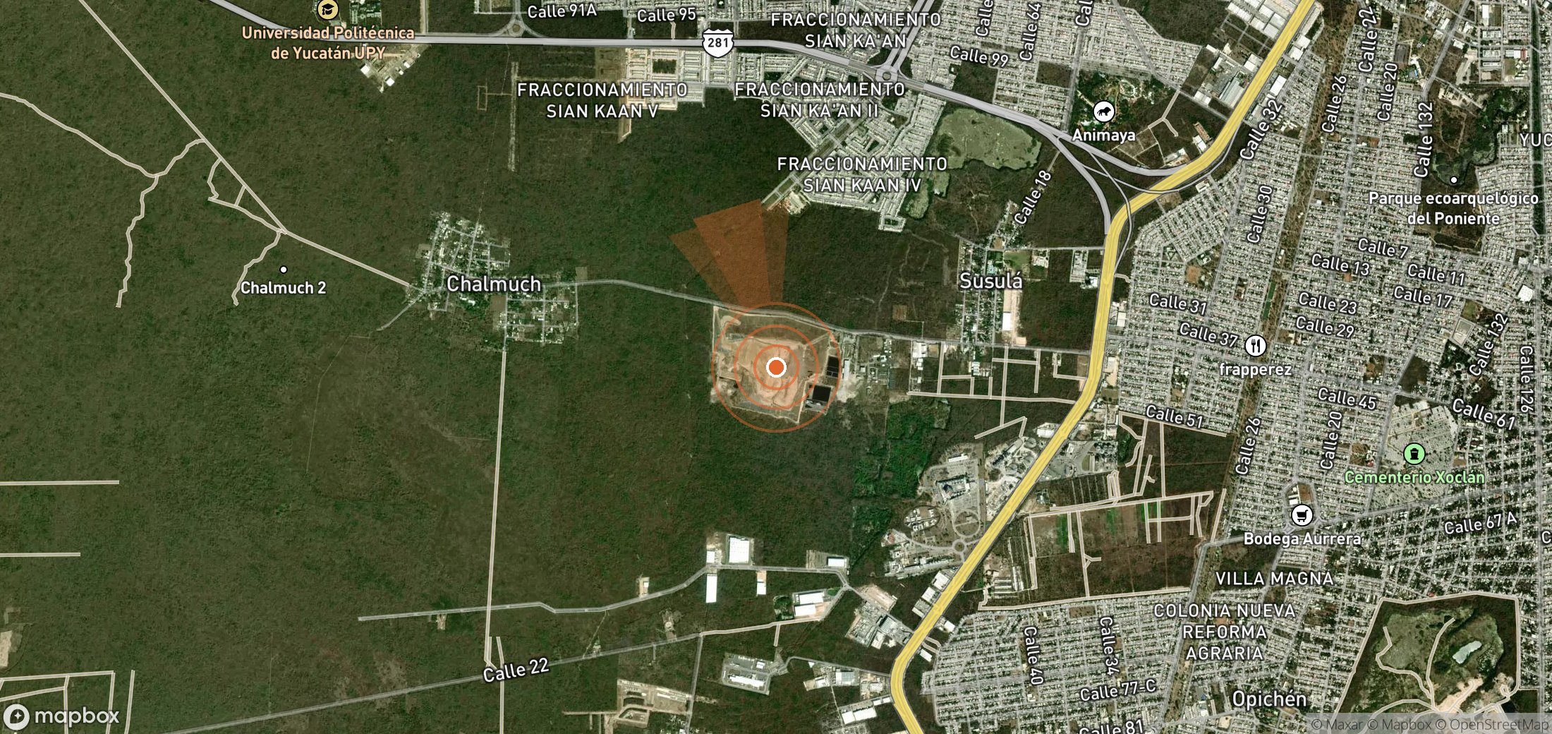 Satellite map of methane plume locations in Mexico