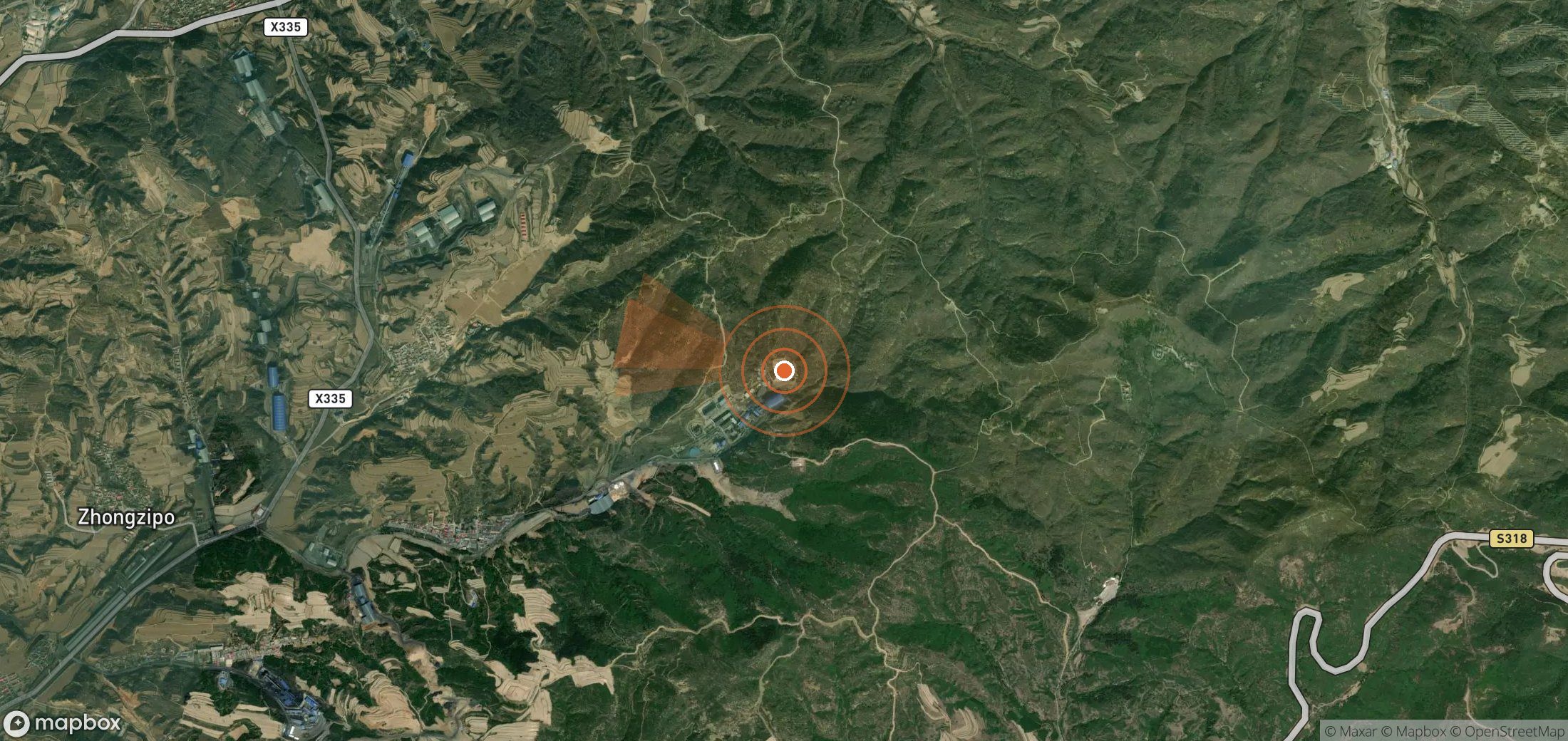 Satellite map of methane plume locations in China