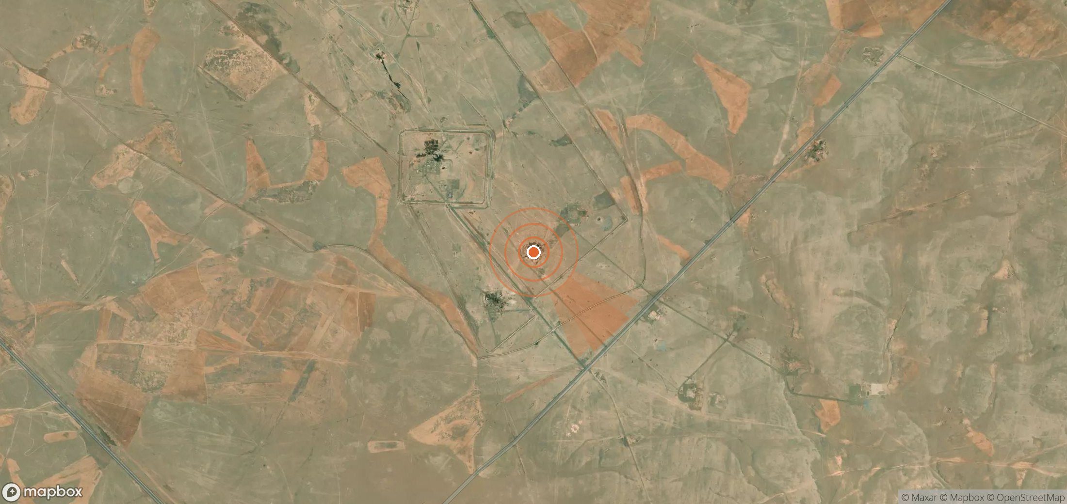 Satellite map of methane plume locations in Syria