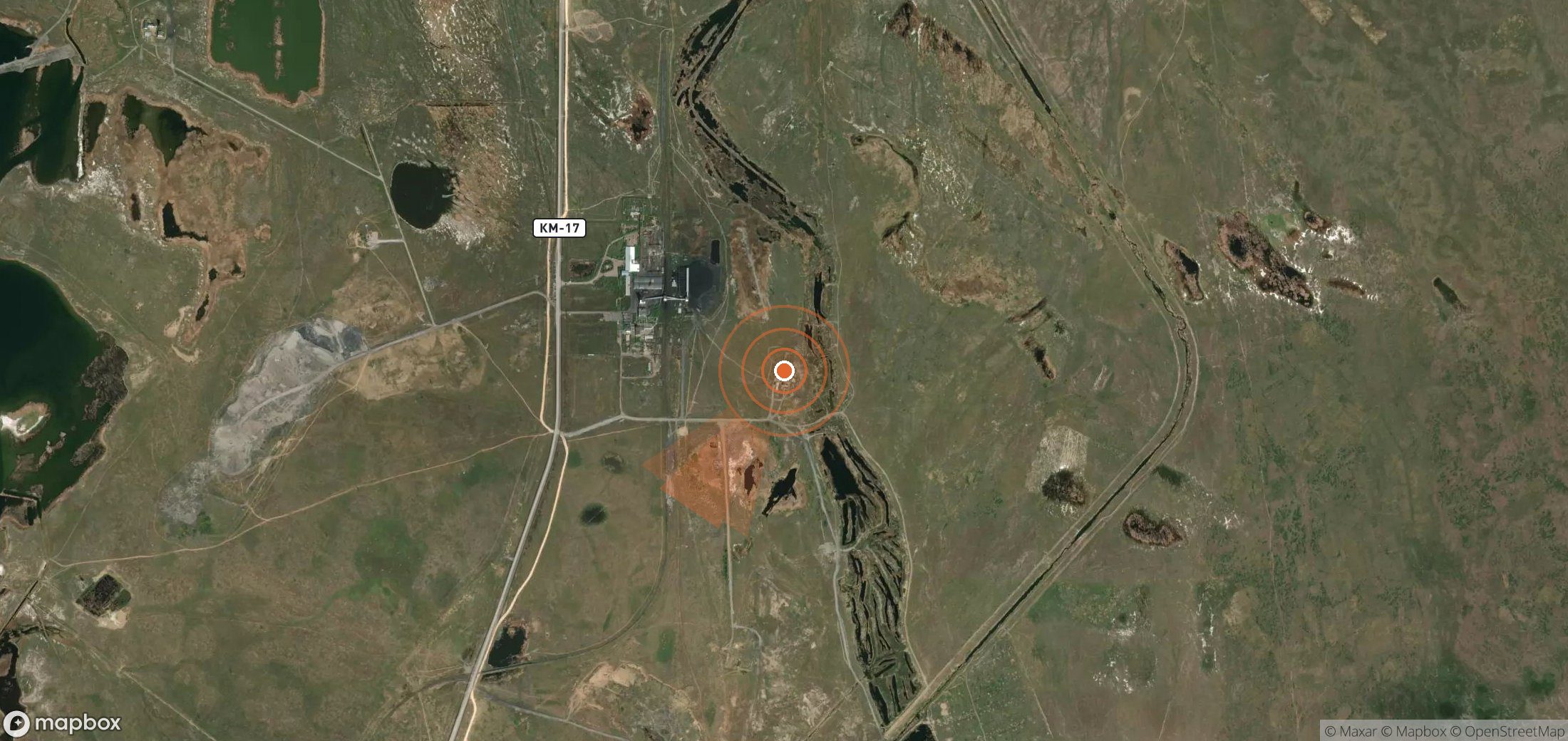 Satellite map of methane plume locations in Kazakhstan