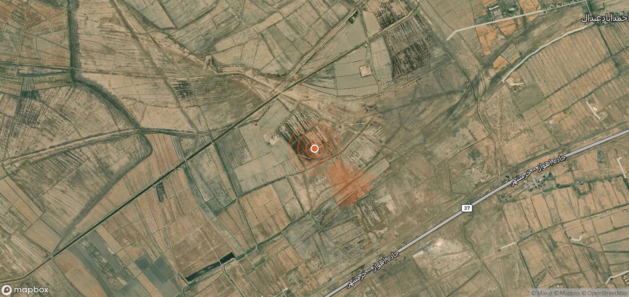 Satellite map of methane plume locations in Iran
